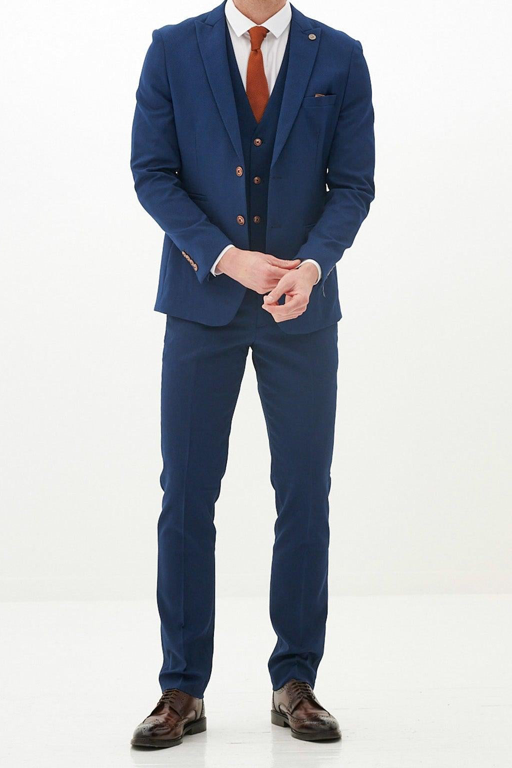 Marc Darcy Max Three Piece Suit - Royal Blue