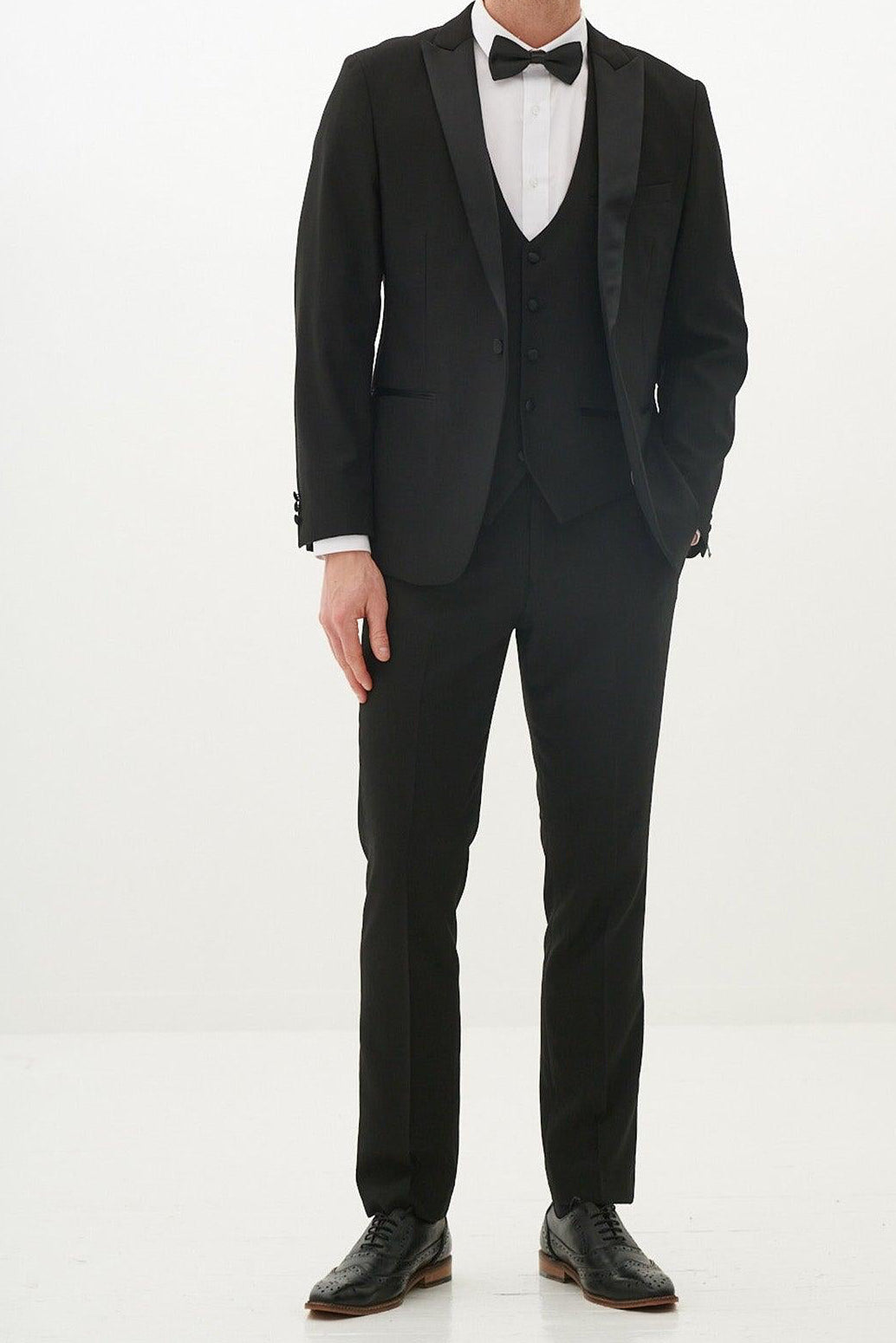 Marc Darcy Dalton Three Piece Tuxedo - Black