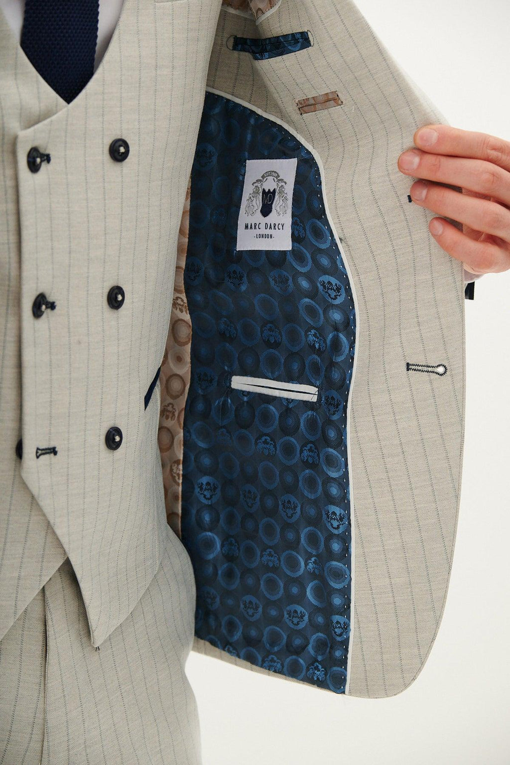 Marc Darcy Grant Double Breasted Blazer - Stone
