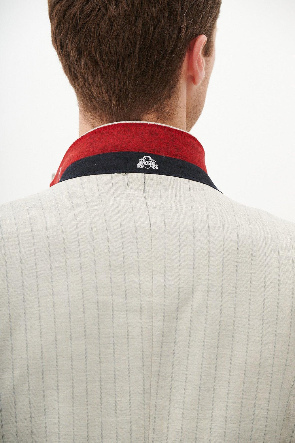 Marc Darcy Grant Single Breasted Two Piece Pinstripe Suit - Stone
