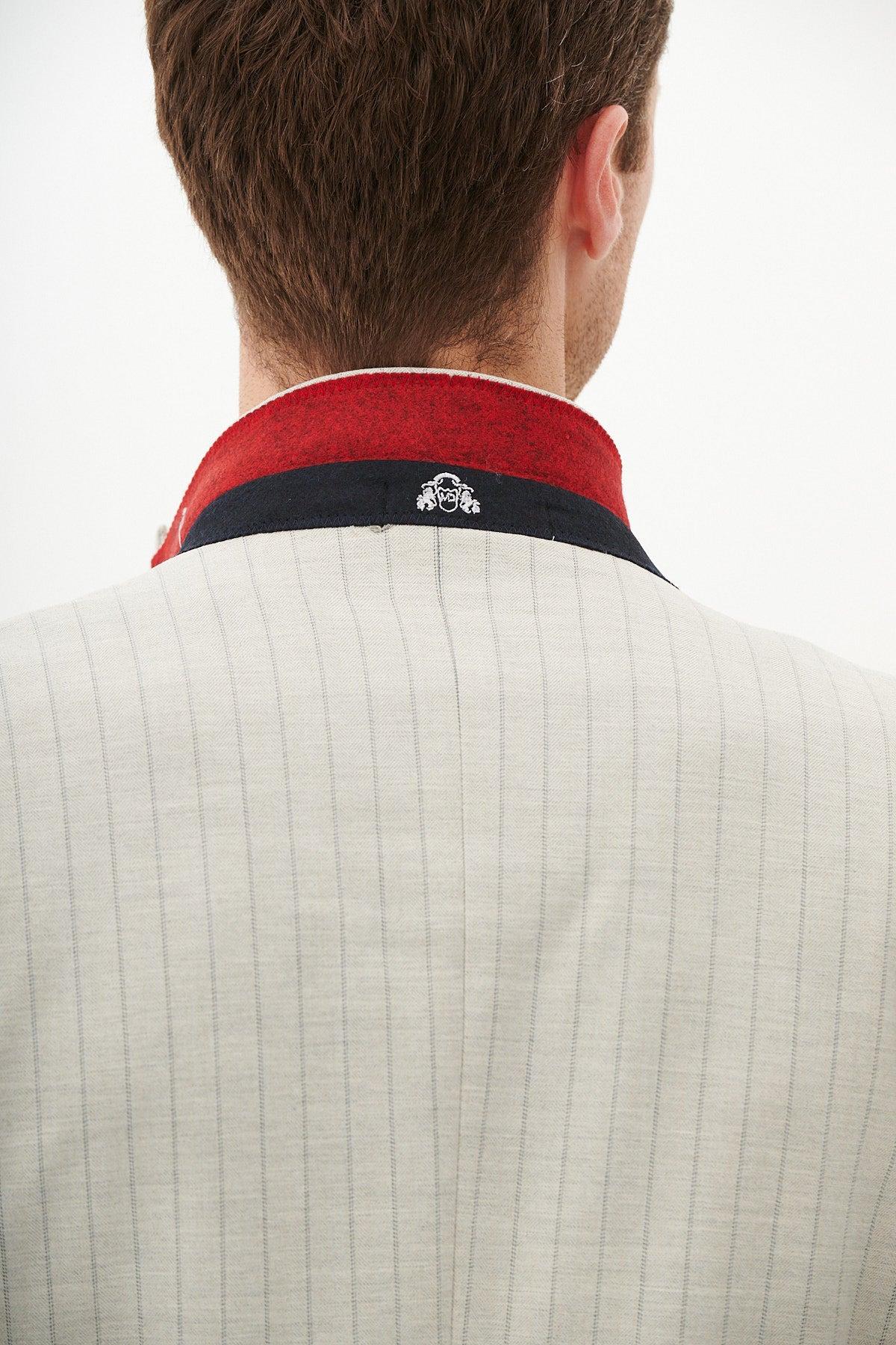 Marc Darcy Grant Single Breasted Two Piece Pinstripe Suit - Stone