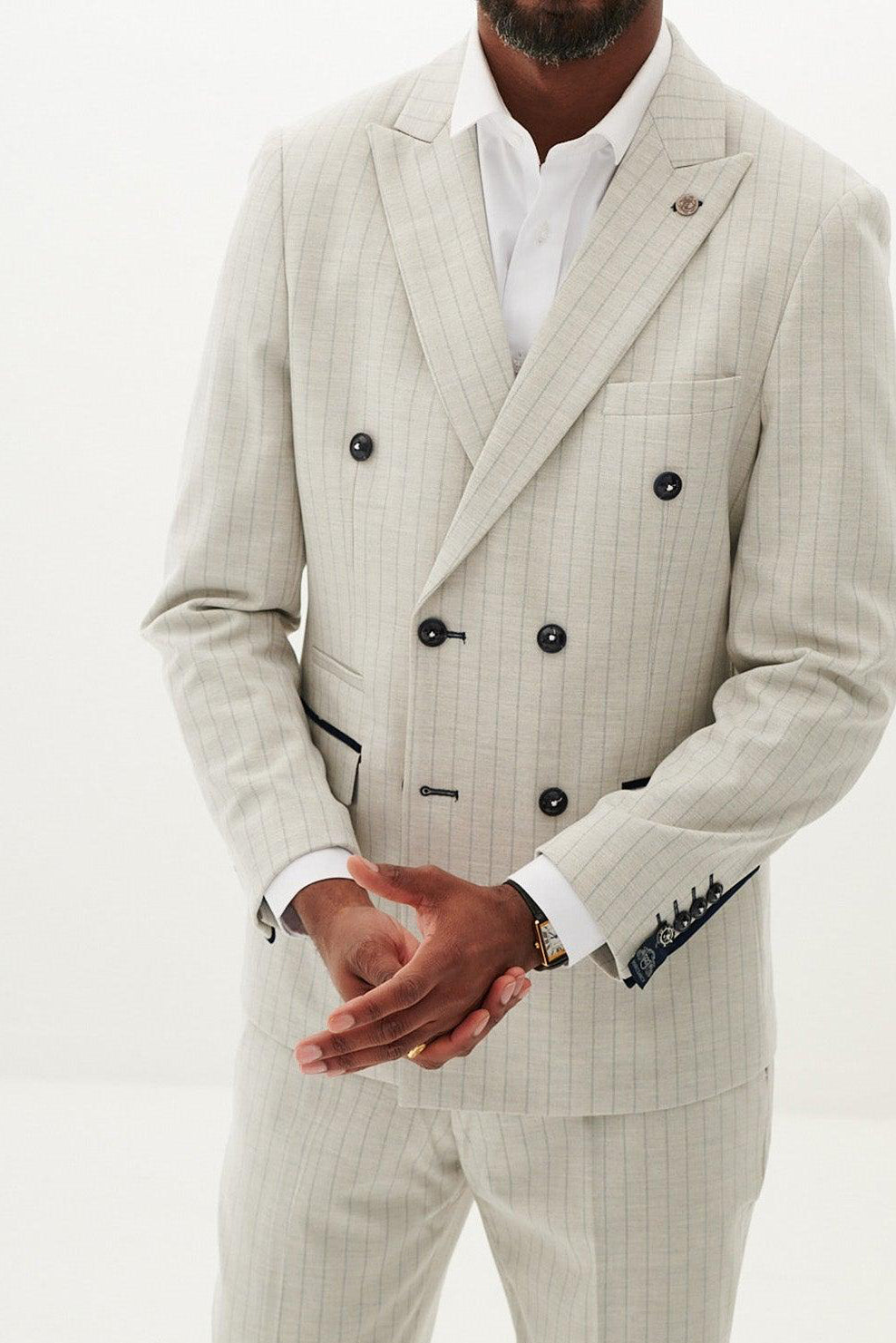 Marc Darcy Grant Double Breasted Blazer - Stone