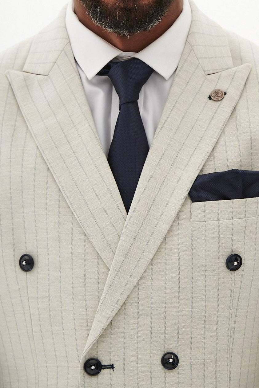 Marc Darcy Grant Double Breasted Blazer - Stone