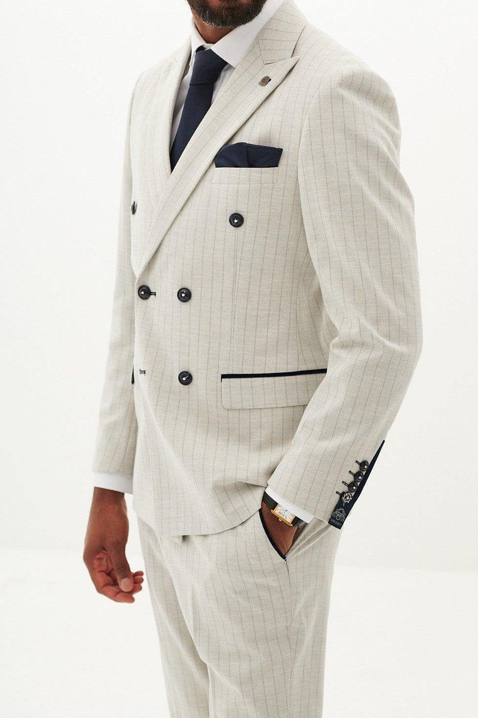 Marc Darcy Grant Double Breasted Blazer - Stone