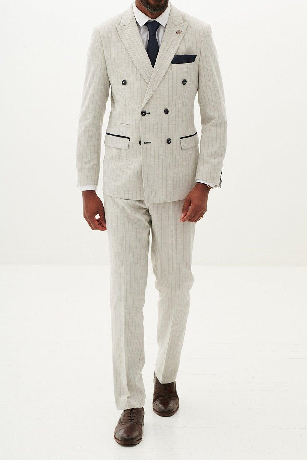 Marc Darcy Grant Double Breasted Blazer - Stone