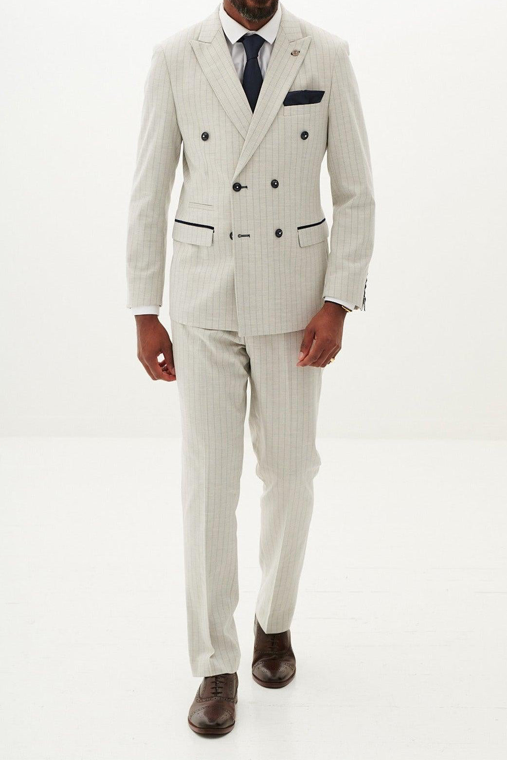 Marc Darcy Grant Double Breasted Blazer - Stone