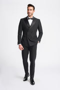 Cavani Aspen Double Breasted Two Piece Dinner Suit - Trousers with Satin Tape - Black