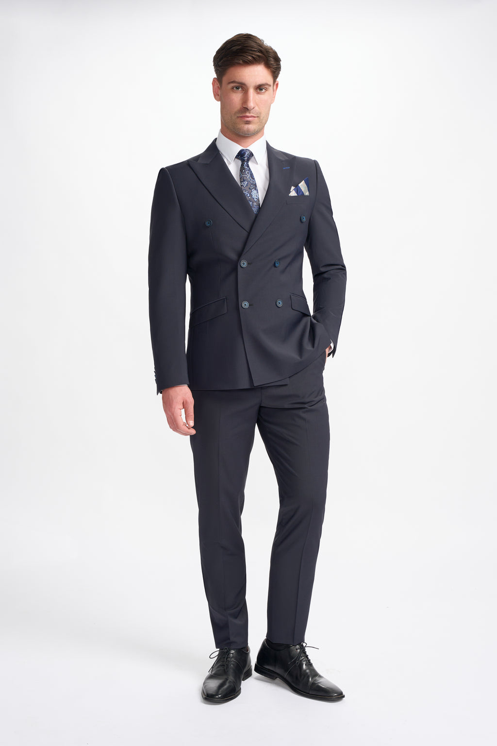 Cavani Bond Two Piece Double Breasted Suit - Midnight Navy