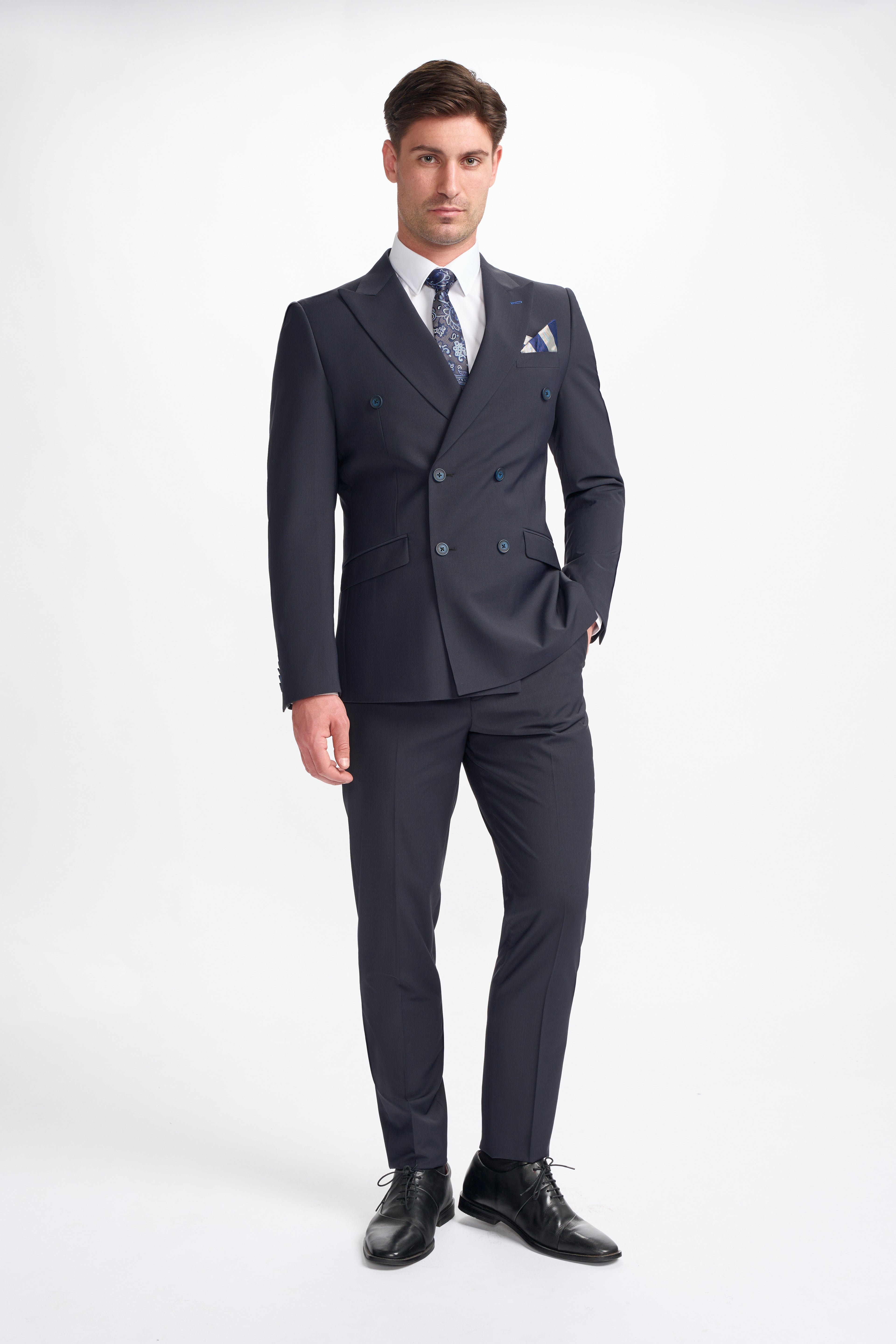 Cavani Bond Two Piece Double Breasted Suit - Midnight Navy