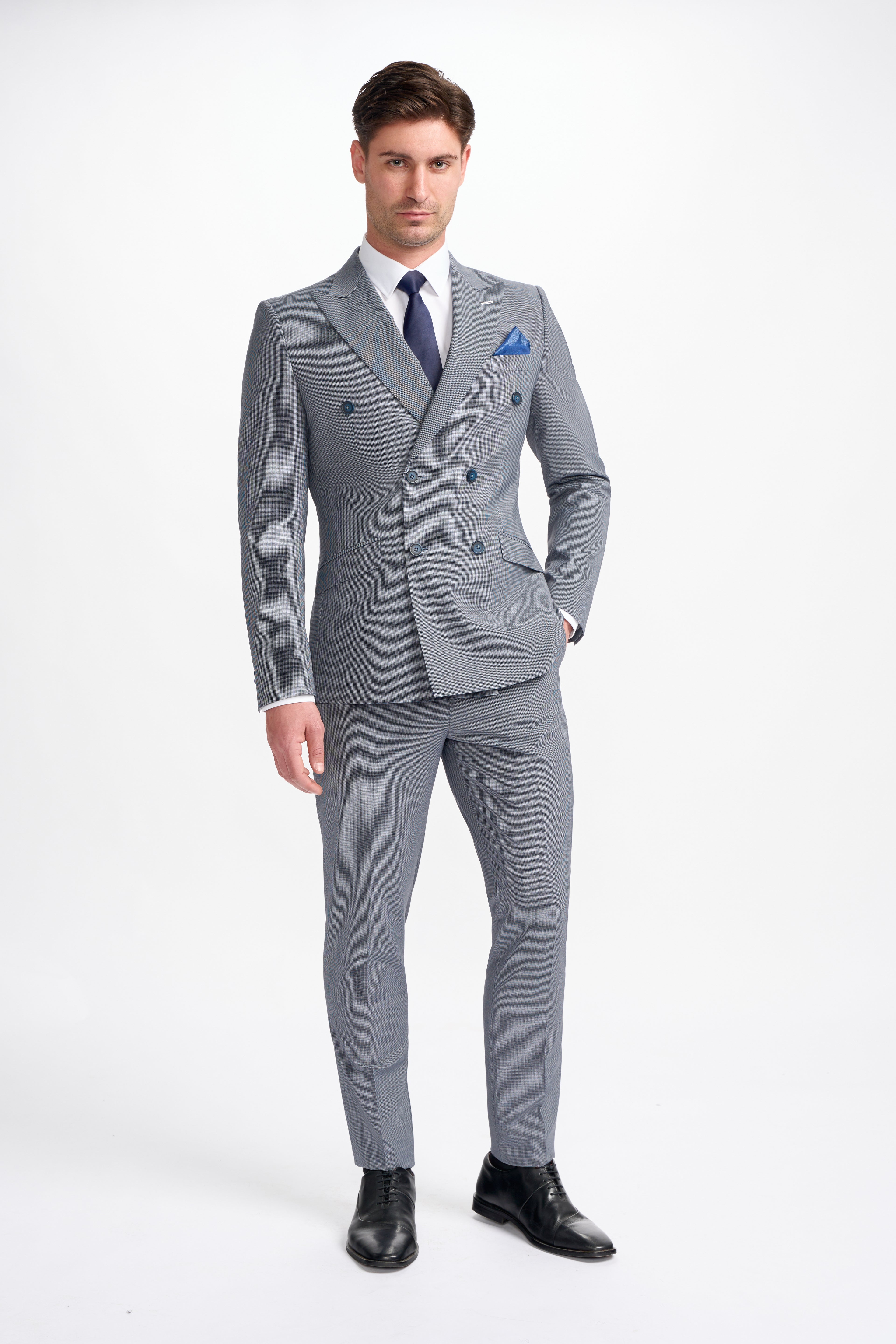 Cavani Bond Two Piece Double Breasted Suit - Puppy Tooth