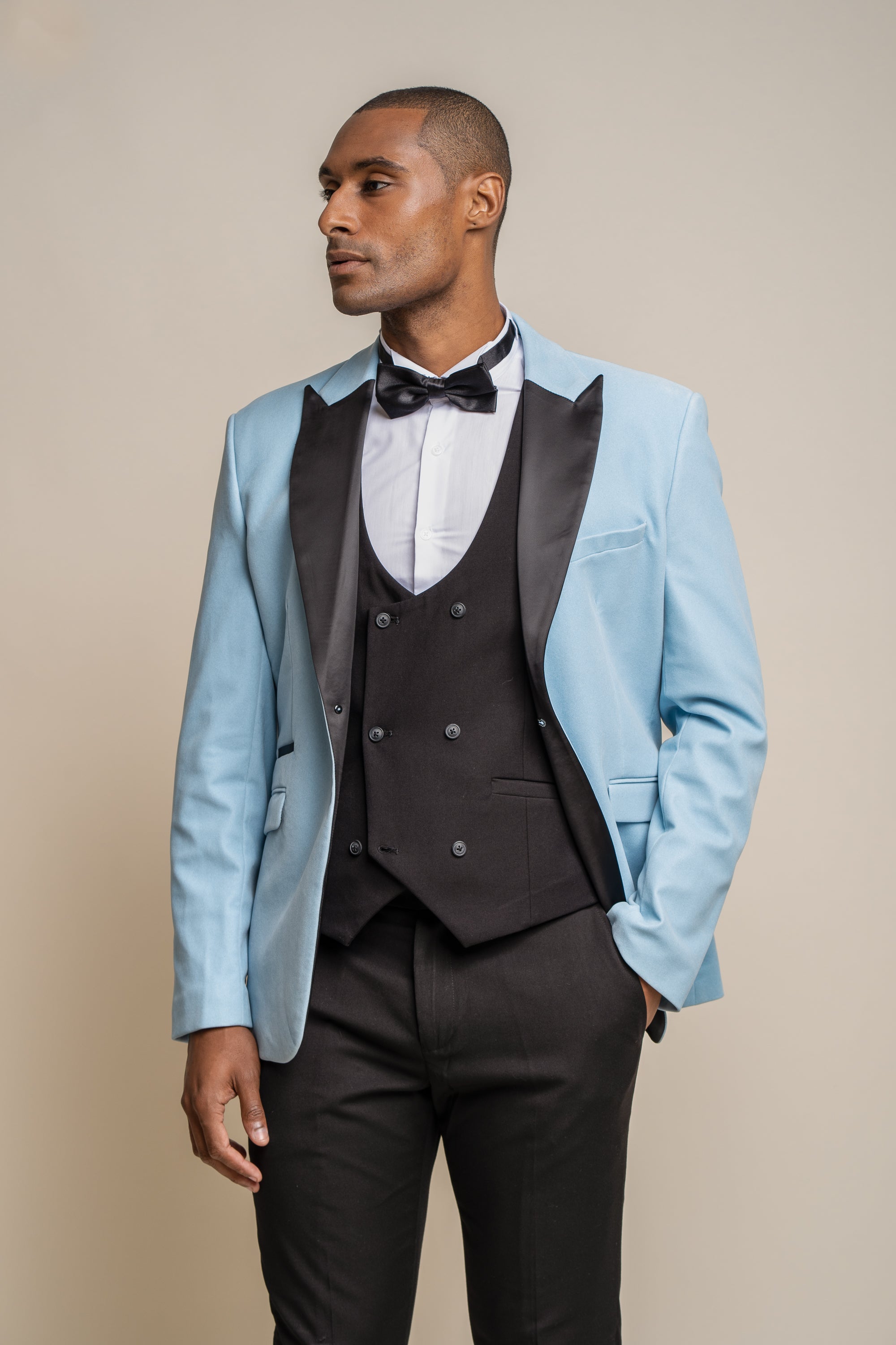 Cavani Rosa Three Piece Sinner Suit - Sky Blue Blazer