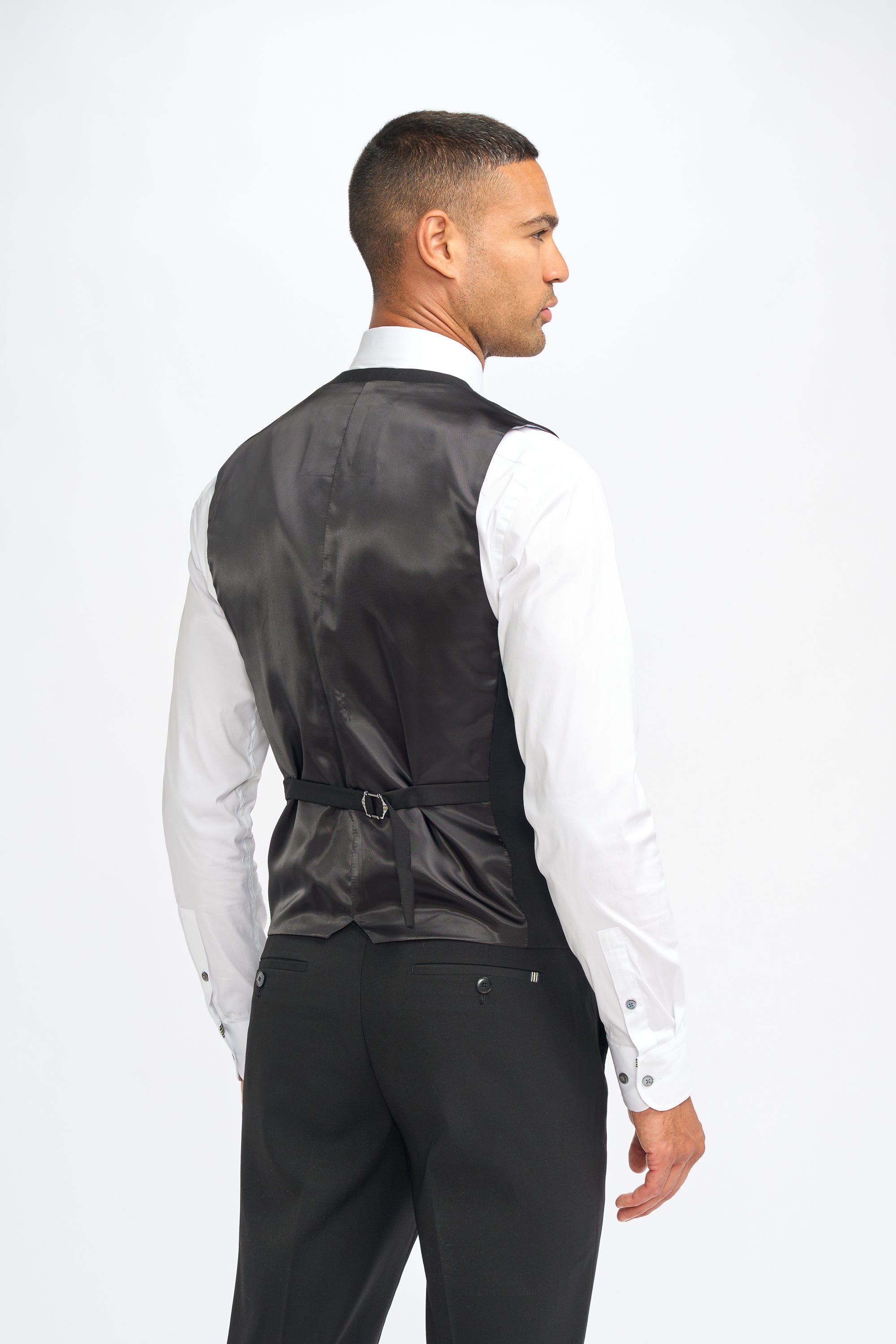 Cavani Malibu Three Piece Suit with Double Breasted Waistcoat - Black