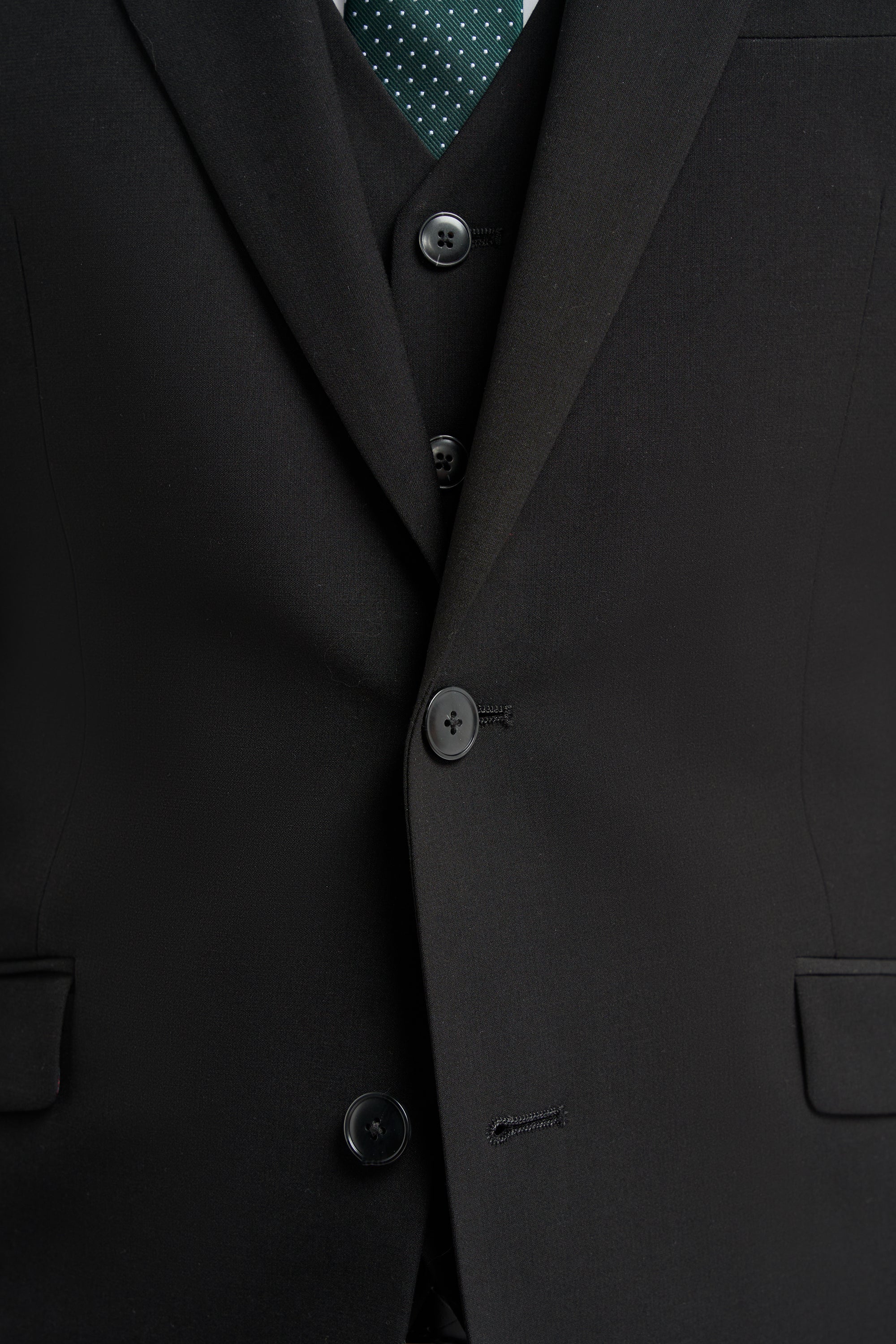 Cavani Malibu Suit with Single Breasted Waistcoat- Black