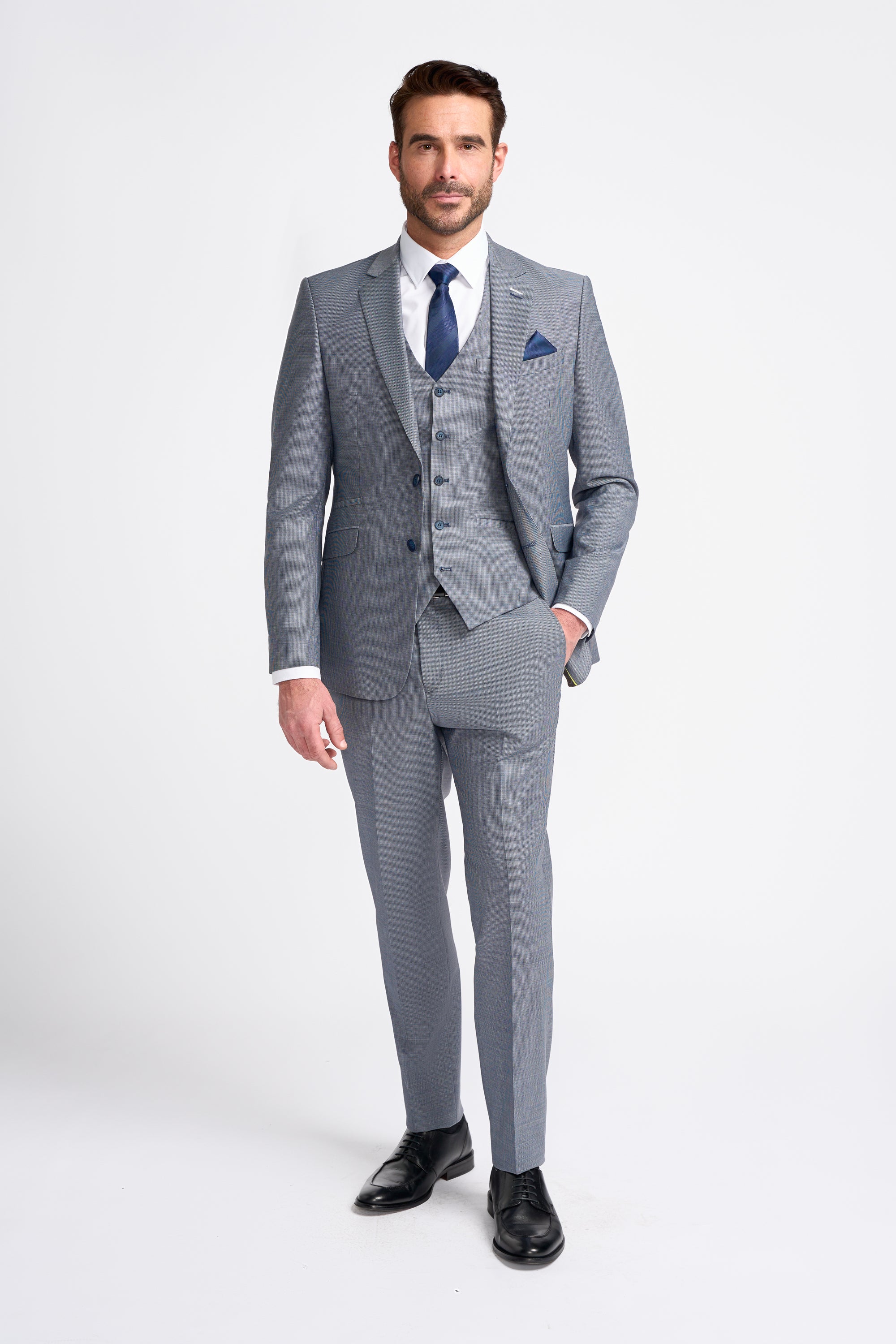 Cavani Bond Three Piece Single Breasted Suit - Puppy Tooth