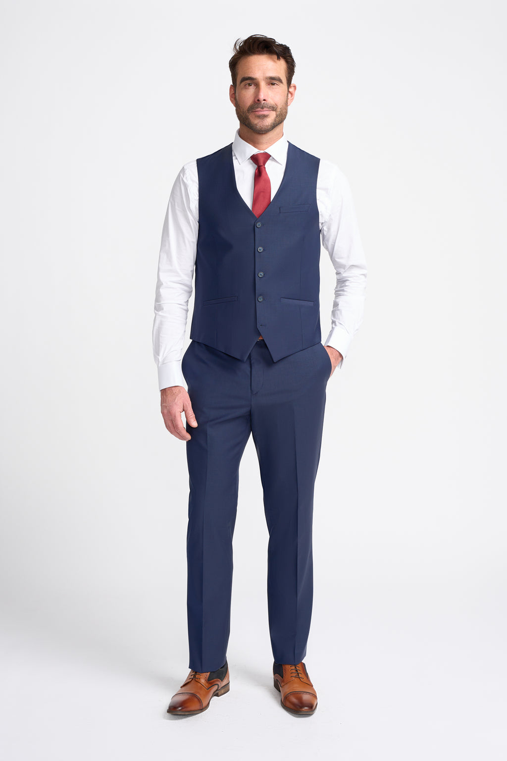 Cavani Bond Single Breasted Three Piece Suit - Navy Blue