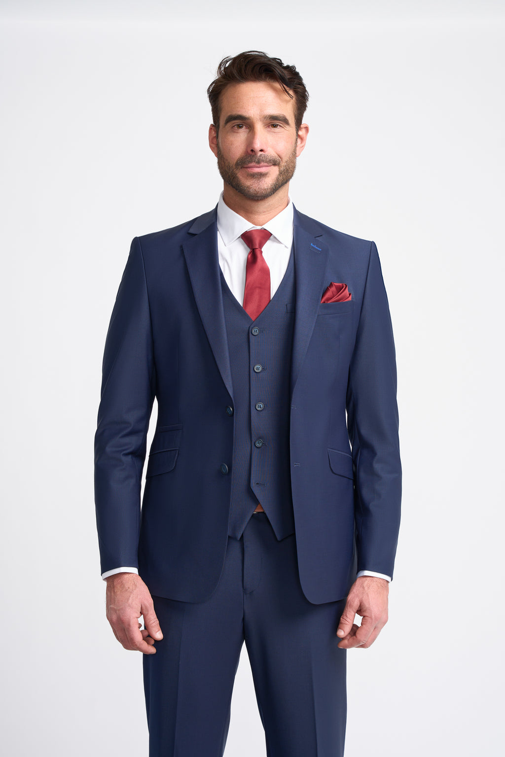 Cavani Bond Single Breasted Three Piece Suit - Navy Blue
