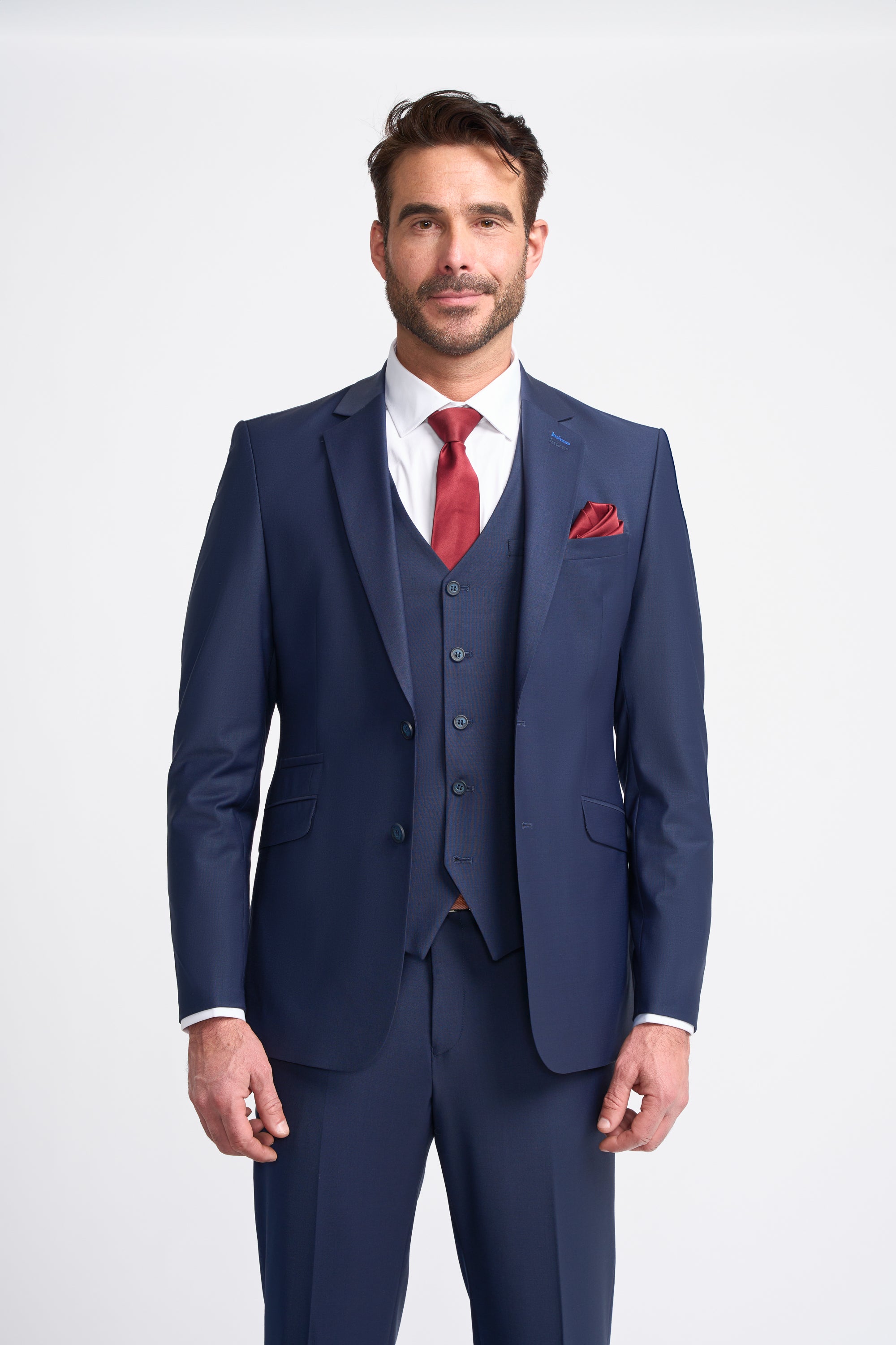 Cavani Bond Single Breasted Three Piece Suit - Navy Blue