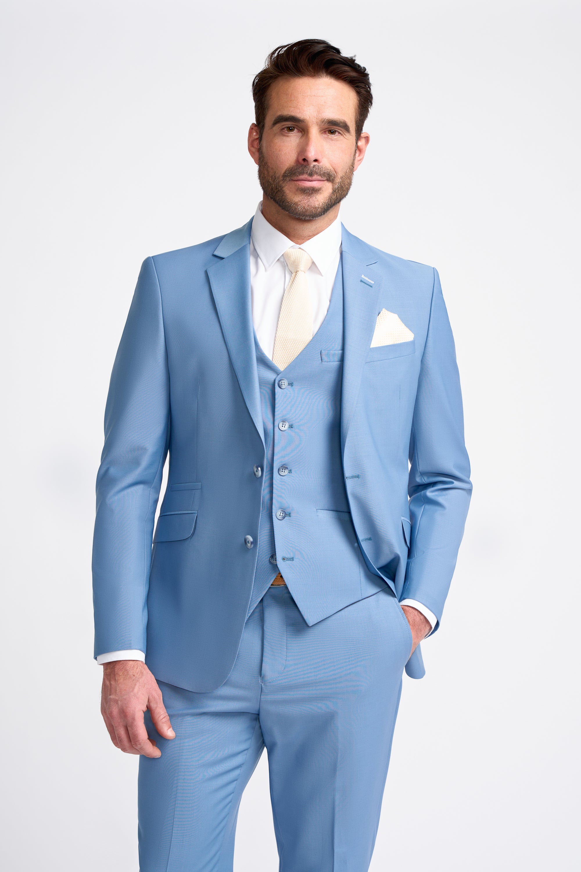 Cavani Bond Three Piece Single Breasted Suit - Ocean Blue