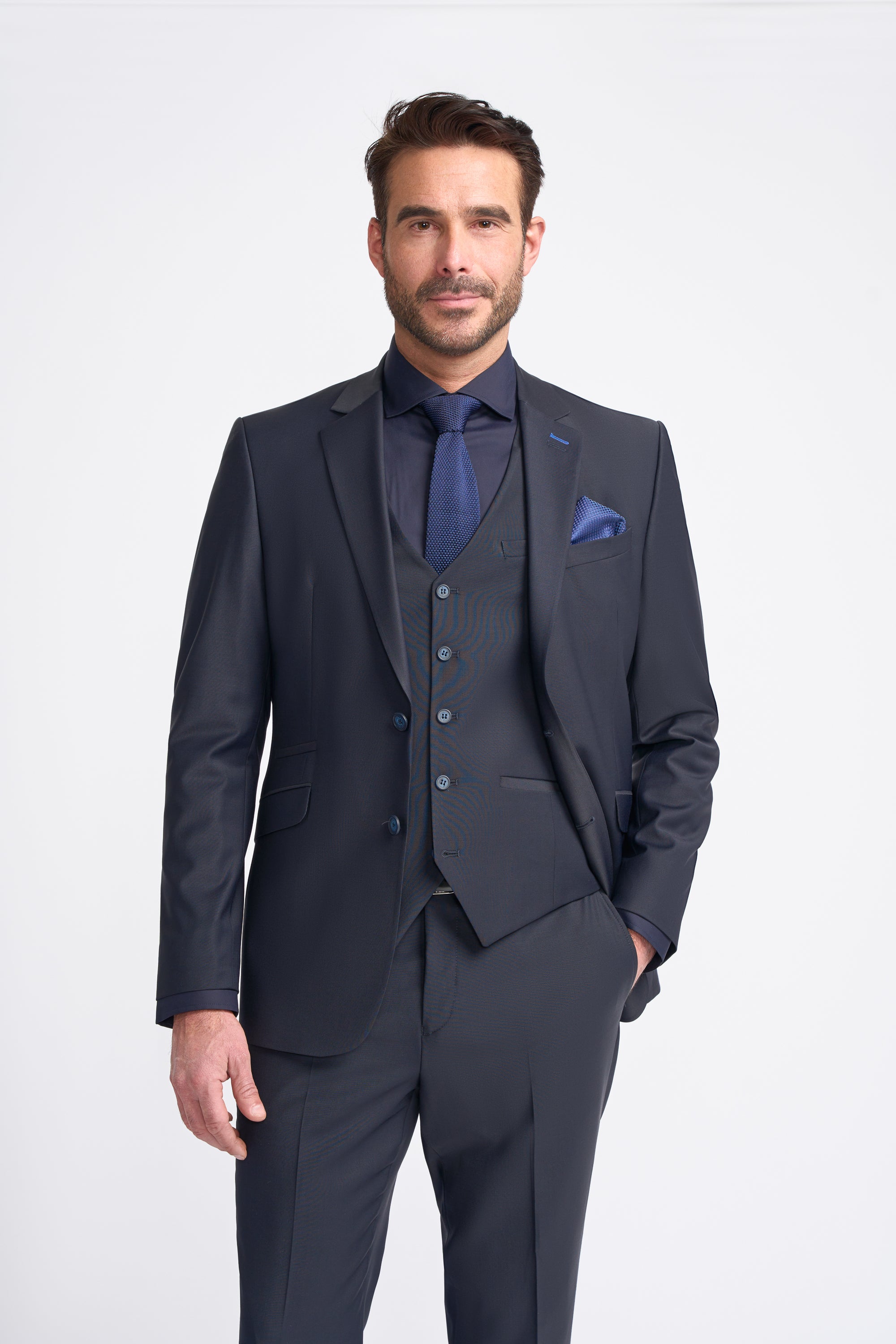 Cavani Bond Three Piece Single Breasted Suit - Midnight Navy