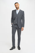 Cavani Bond Three Piece Single Breasted Suit - Charcoal