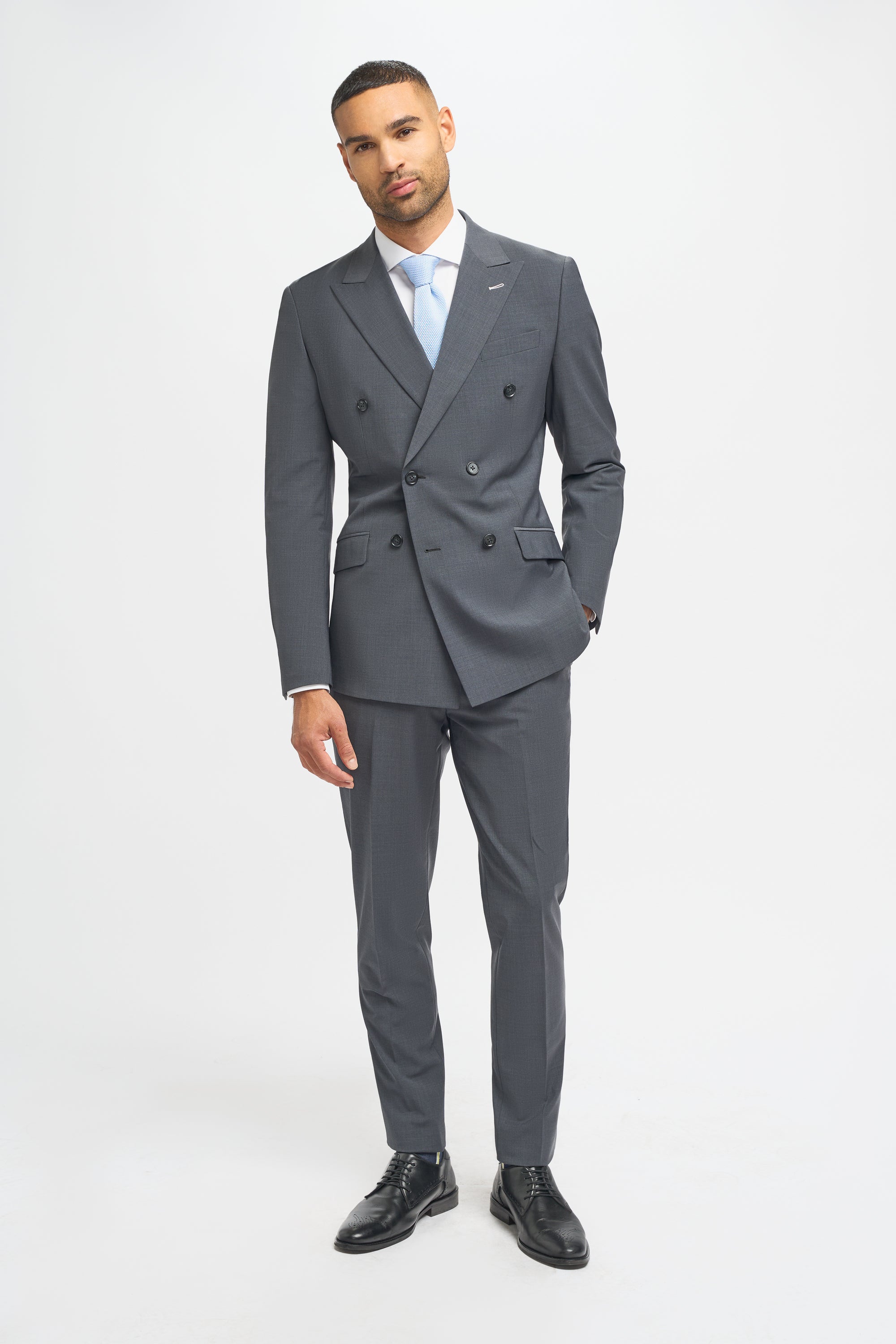 Cavani Bond Two Piece Double Breasted Suit - Charcoal