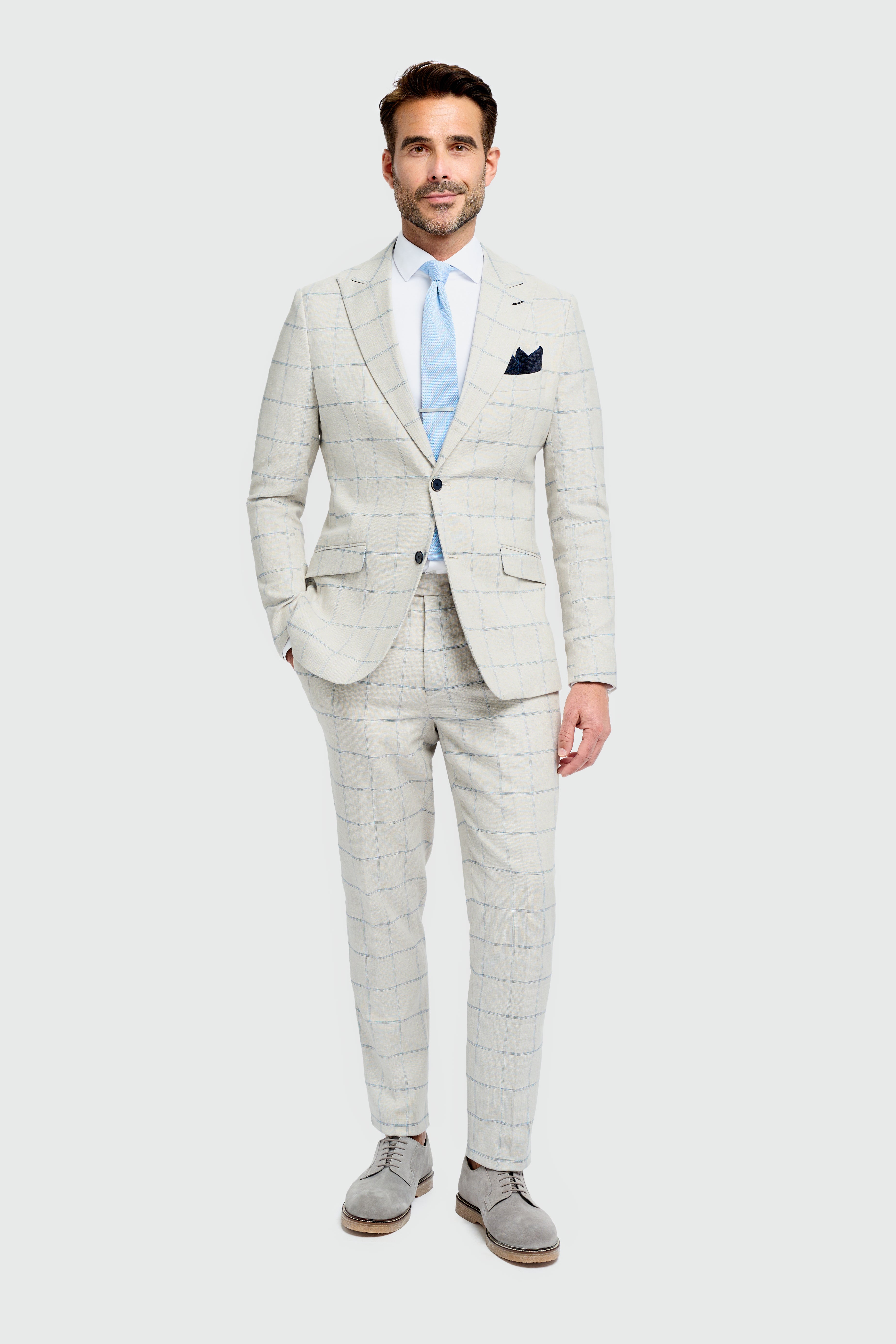 Cavani Gabriel Two Piece Checked Suit Slate