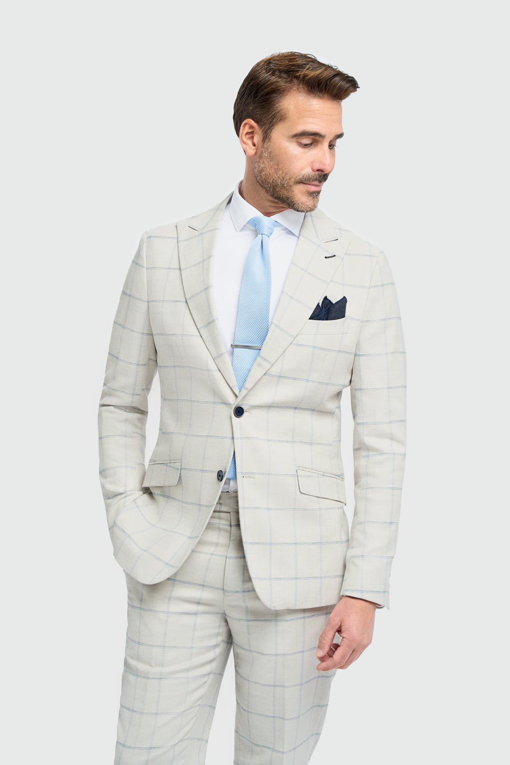 Cavani Gabriel Two Piece Checked Suit Slate