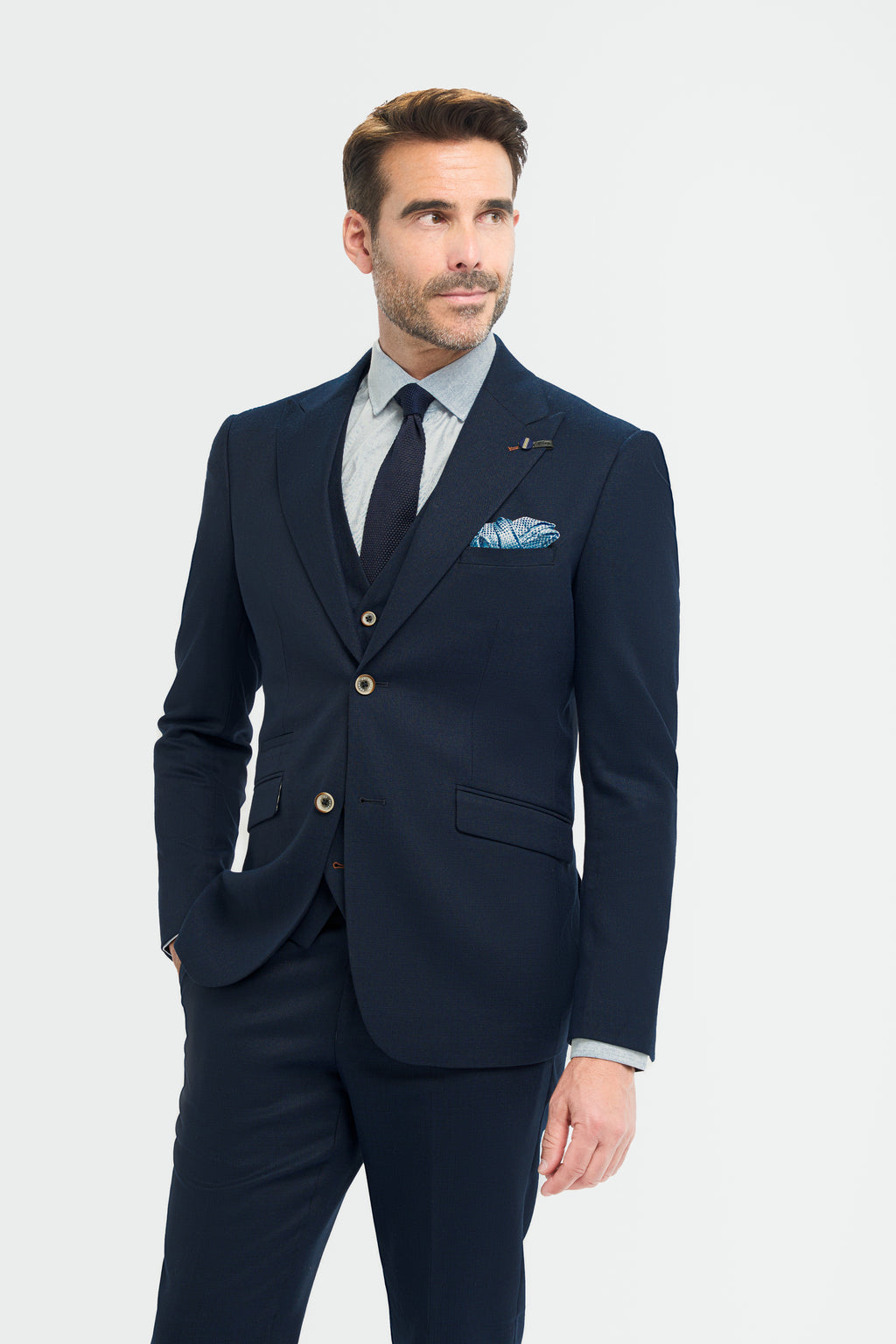 Cavani Tropez Three Piece Suit - Navy Blue