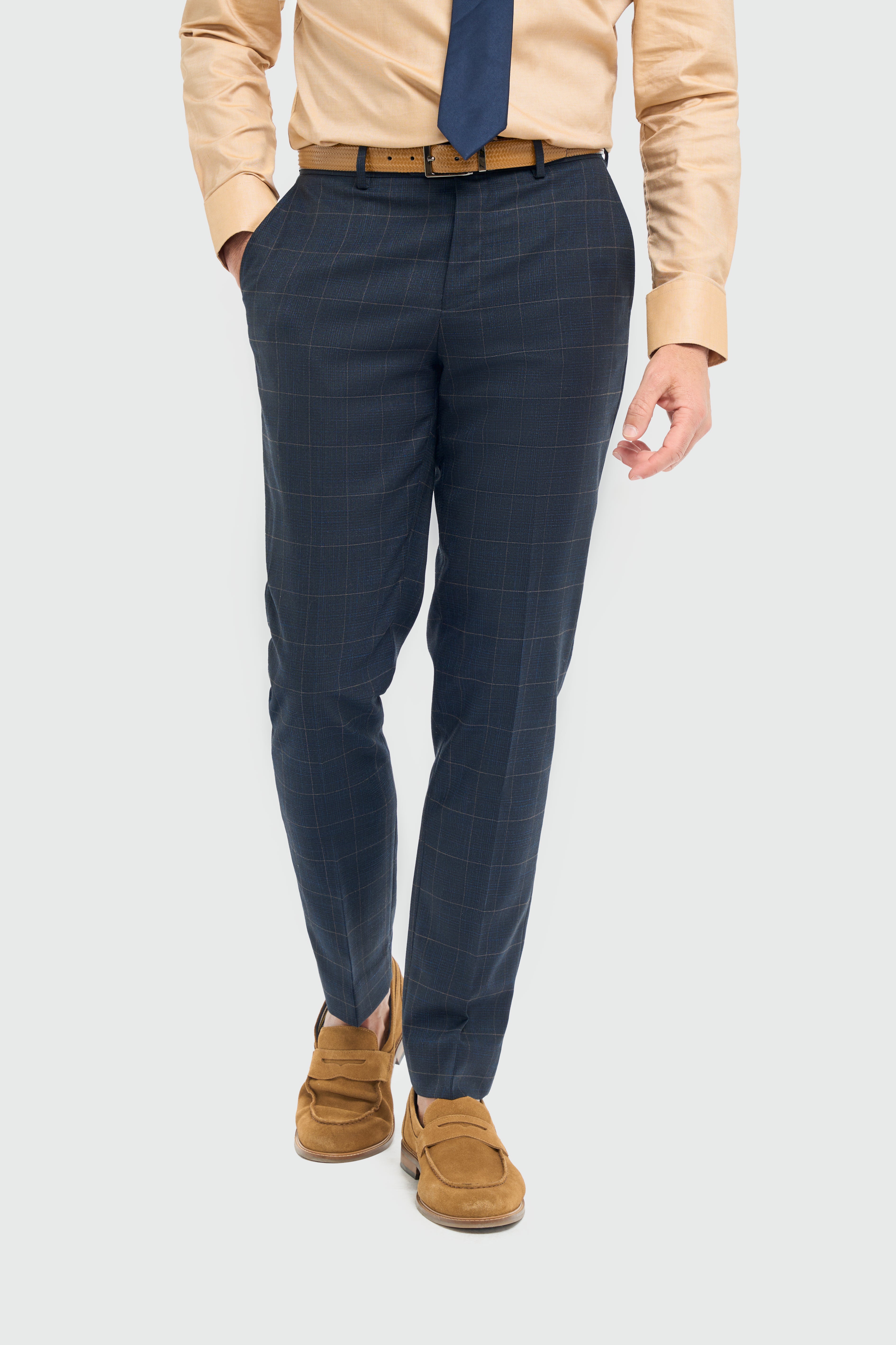 Cavani Torino Three Piece Suit with Single Breasted Waistcoat - Navy