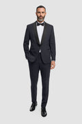 Cavani Aspen Single Breasted Dinner Suit - Midnight Navy Trousers with Satin Tape