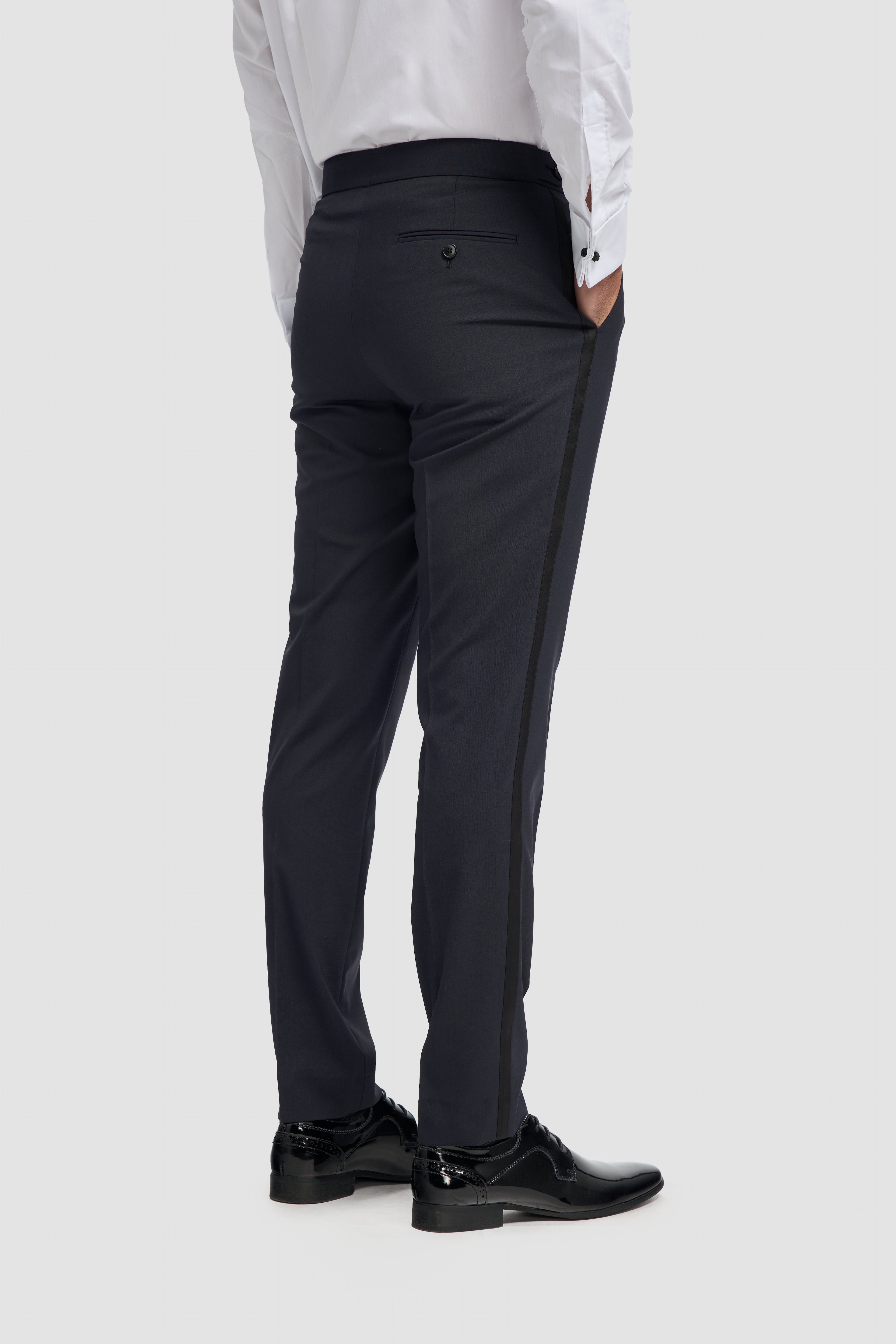 Cavani Aspen Single Breasted Dinner Suit - Midnight Navy Trousers with Satin Tape