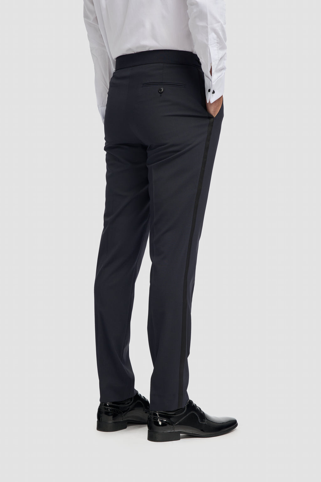Cavani Aspen Double Breasted Dinner Suit - Midnight Navy Trousers with Satin Tape
