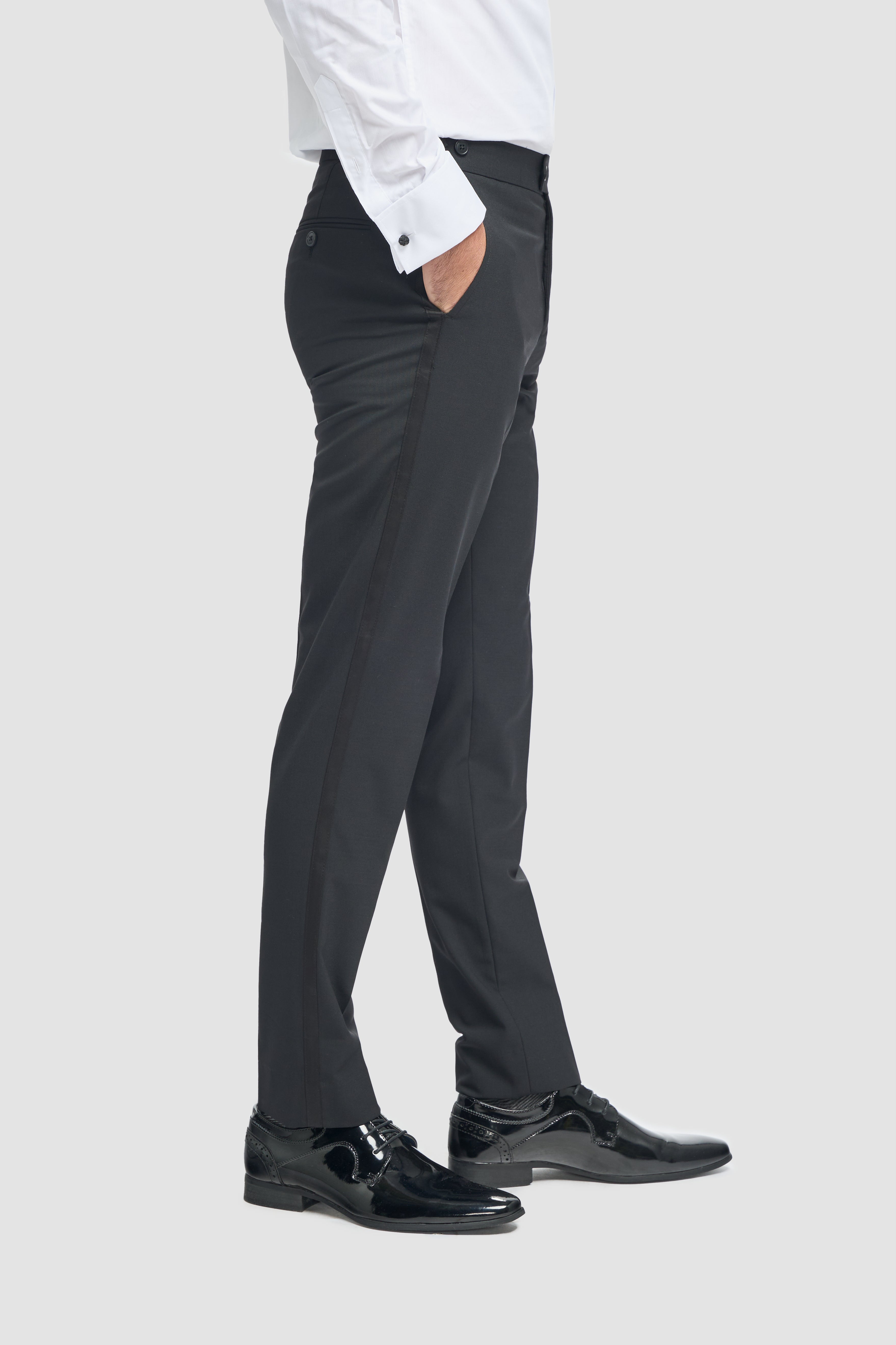 Cavani Aspen Double Breasted Two Piece Dinner Suit - Trousers without Satin Tape - Black