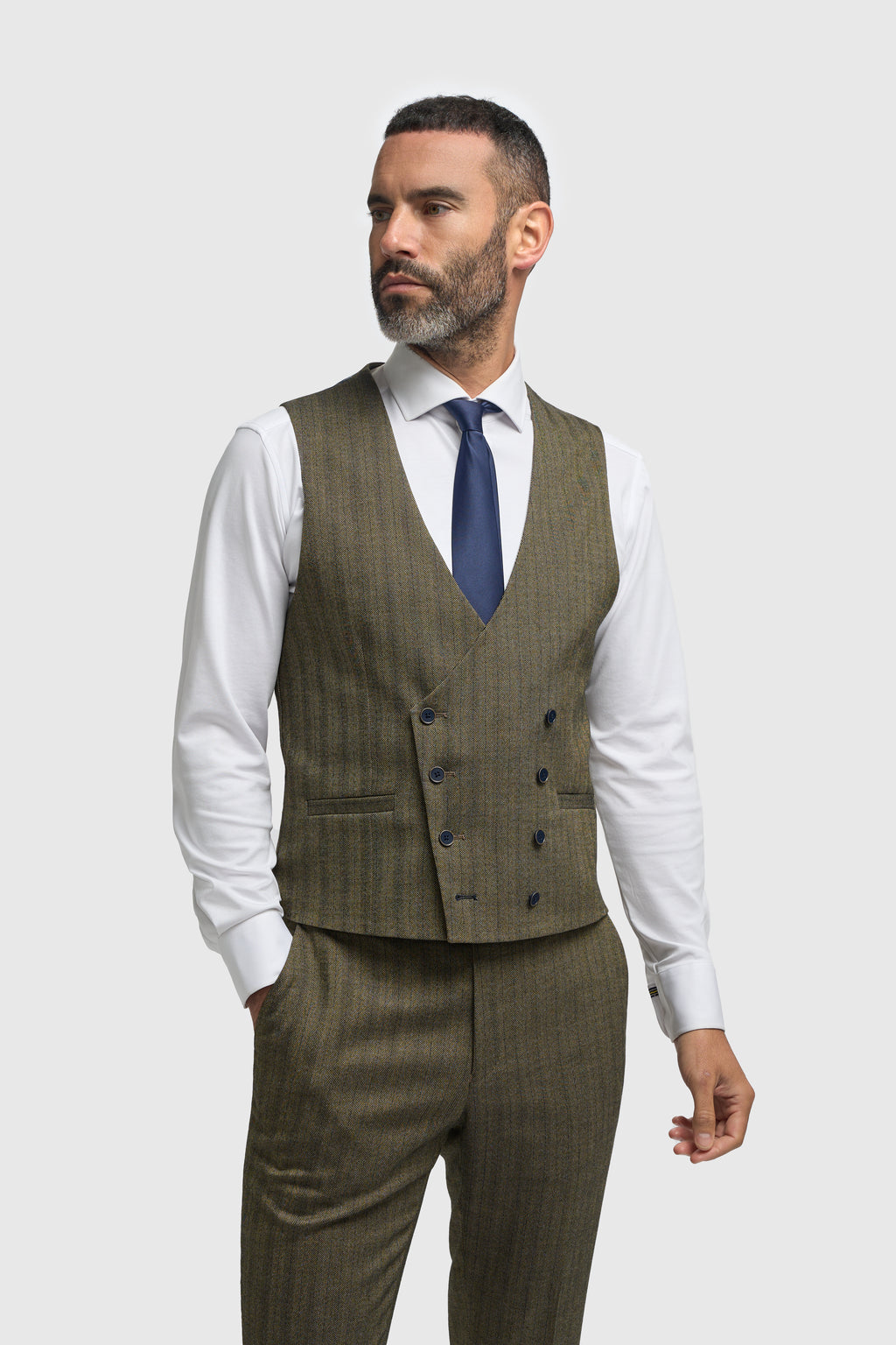 Cavani Damon Three Piece Suit With Double Breasted Waistcoat