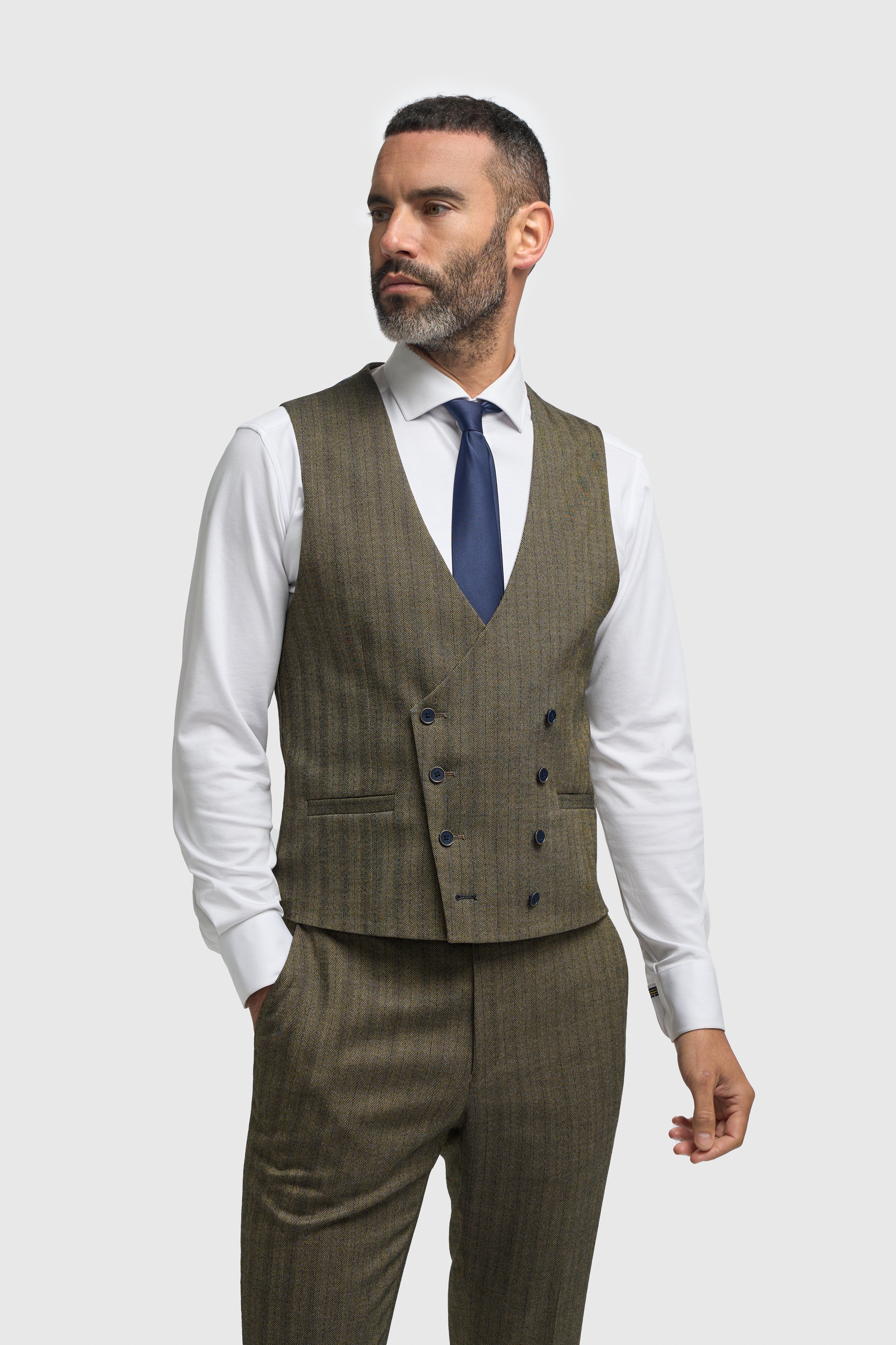 Cavani Damon Three Piece Suit With Double Breasted Waistcoat