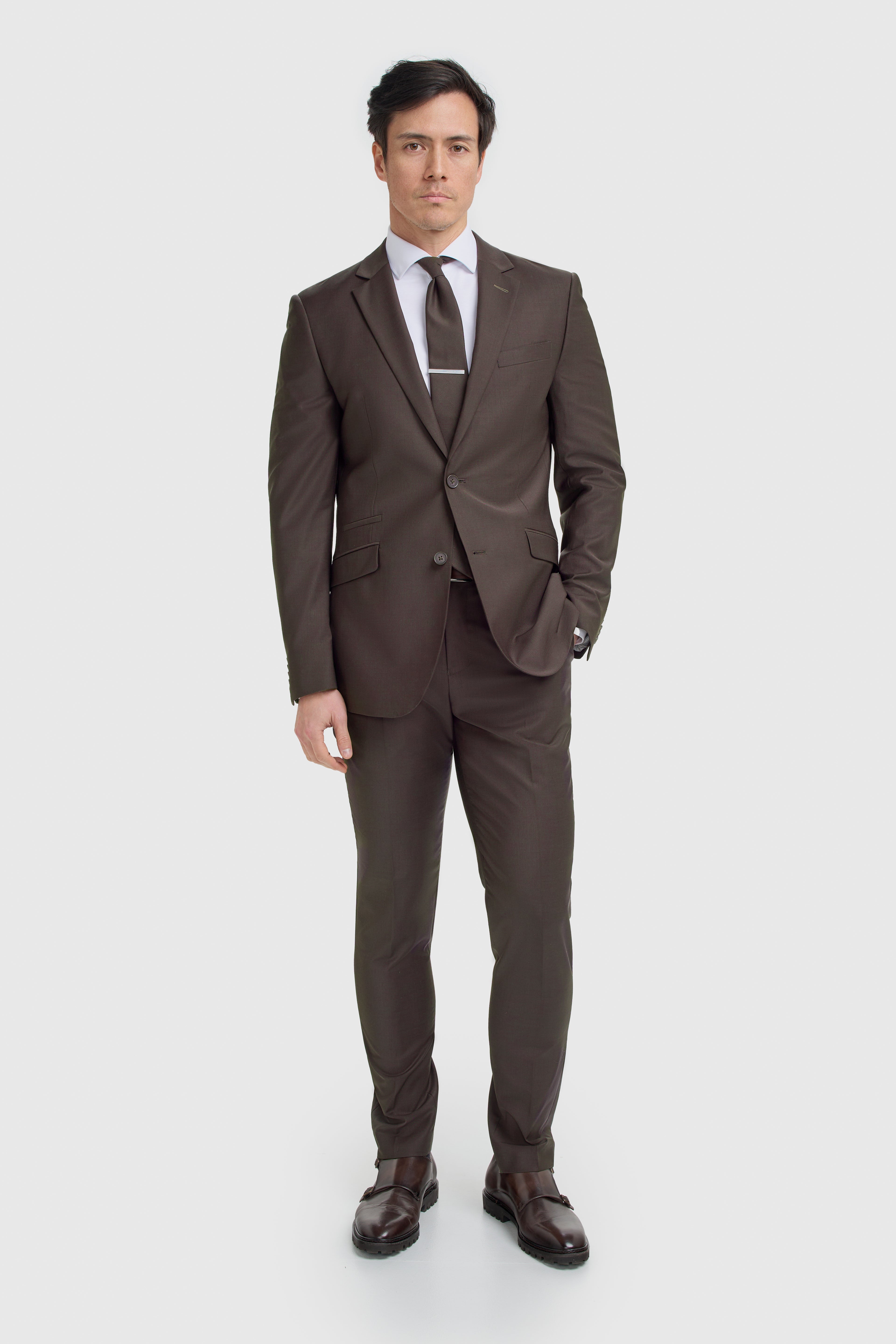 Cavani Bond Three Piece Single Breasted Suit - Auburn