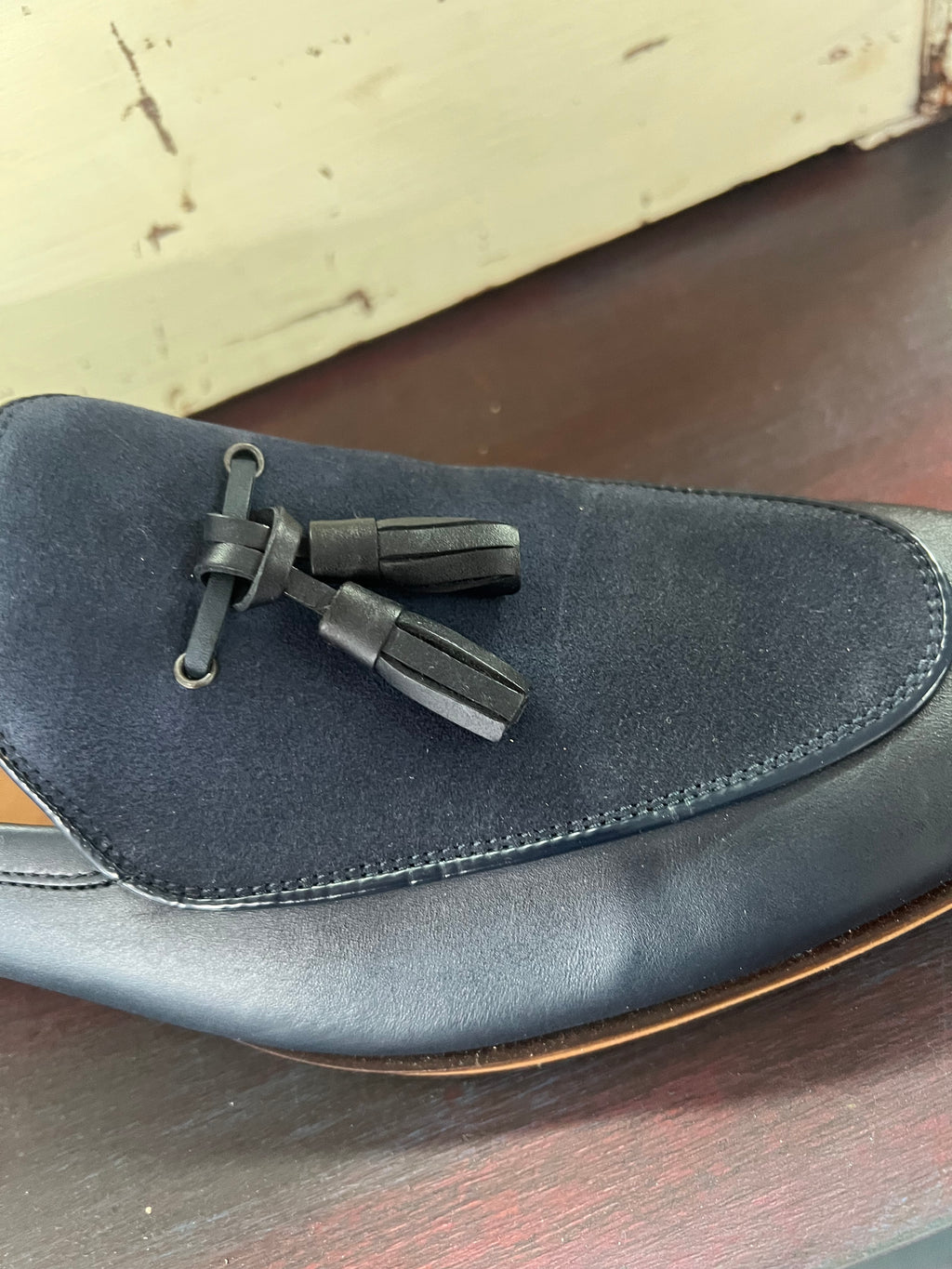 Lacuzzo Leather and Sued Loafers - Navy Blue