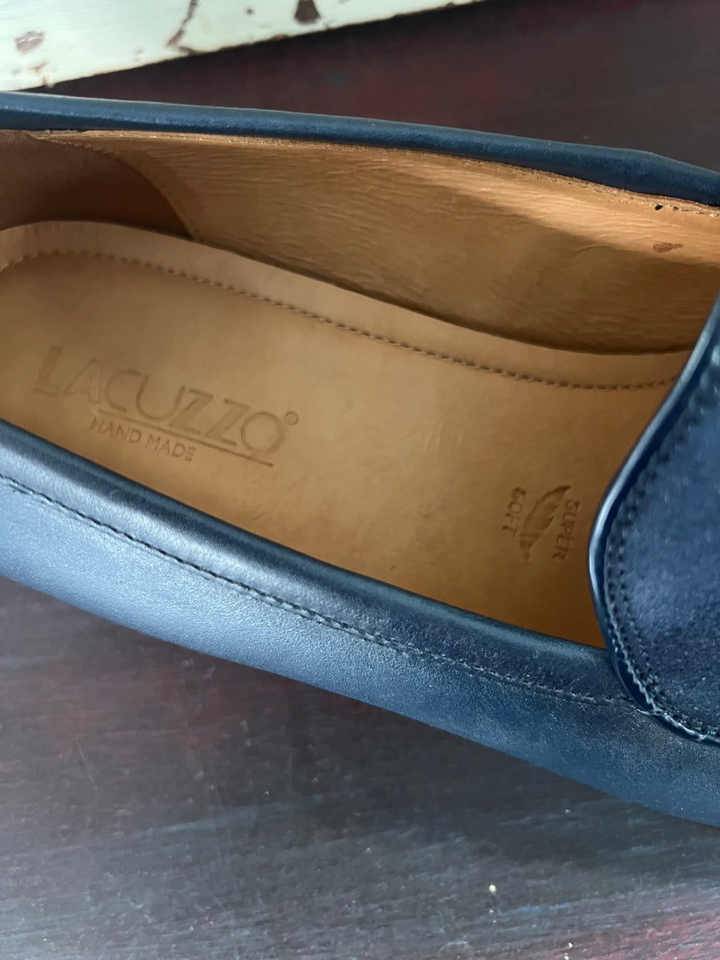 Lacuzzo Leather and Sued Loafers - Navy Blue