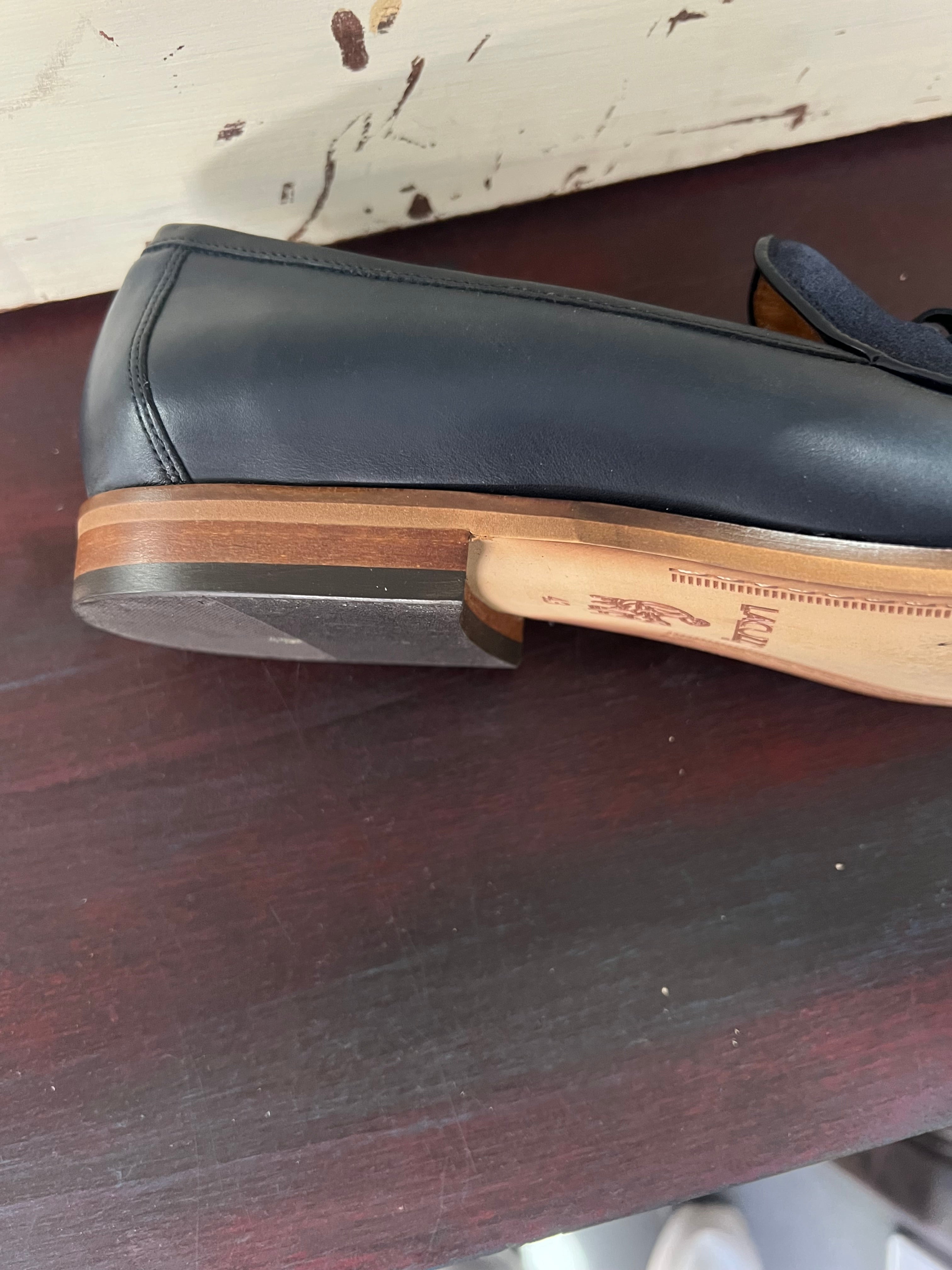 Lacuzzo Leather and Sued Loafers - Navy Blue