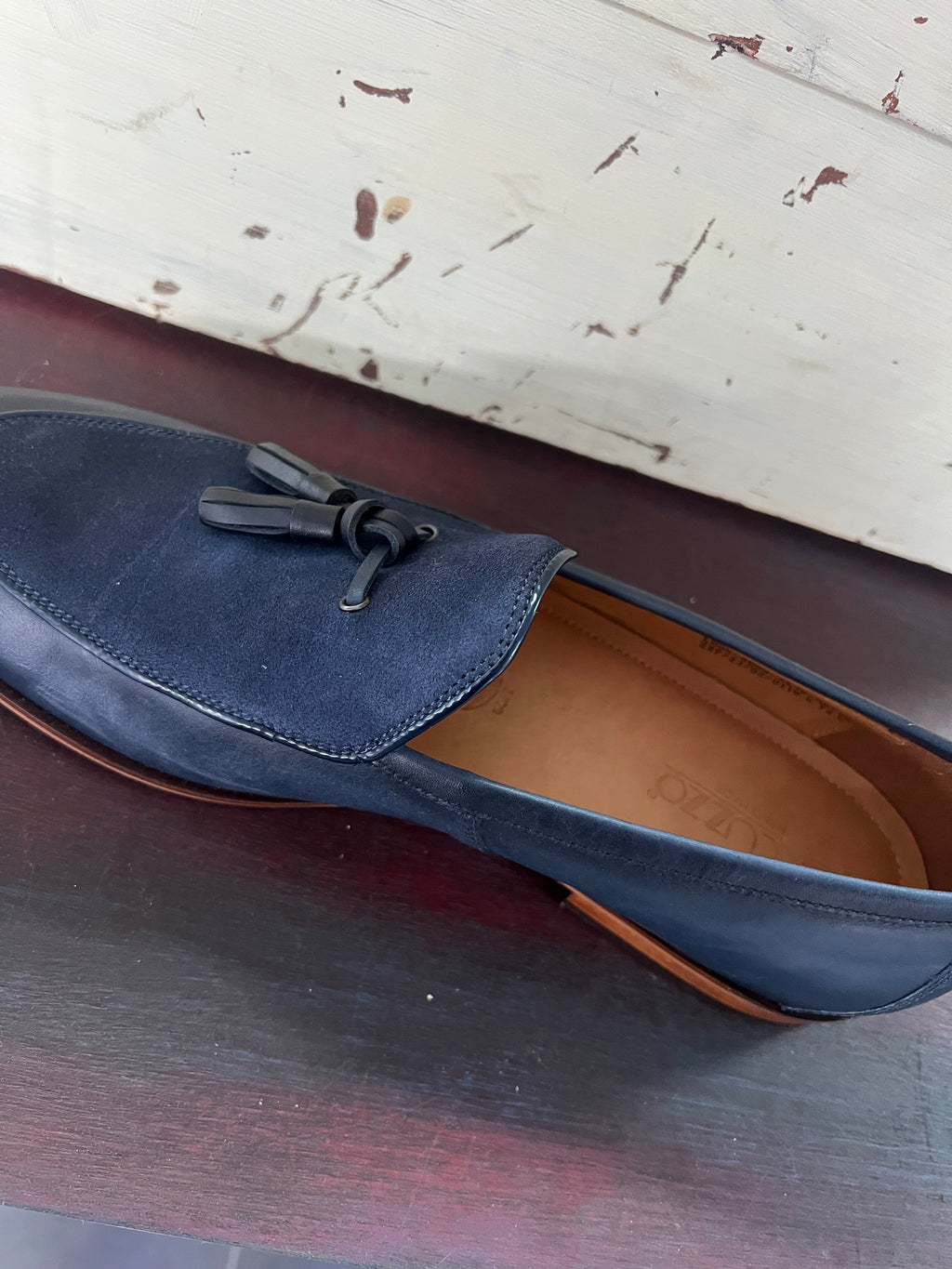 Lacuzzo Leather and Sued Loafers - Navy Blue