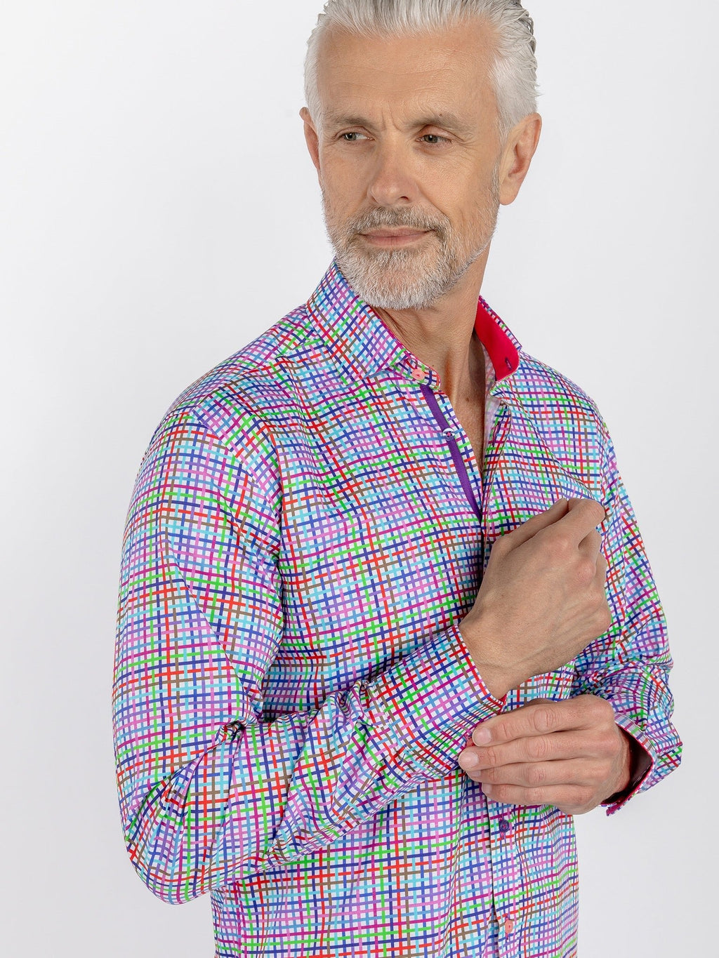Gingham Check Shirt with Pink Insert - online only