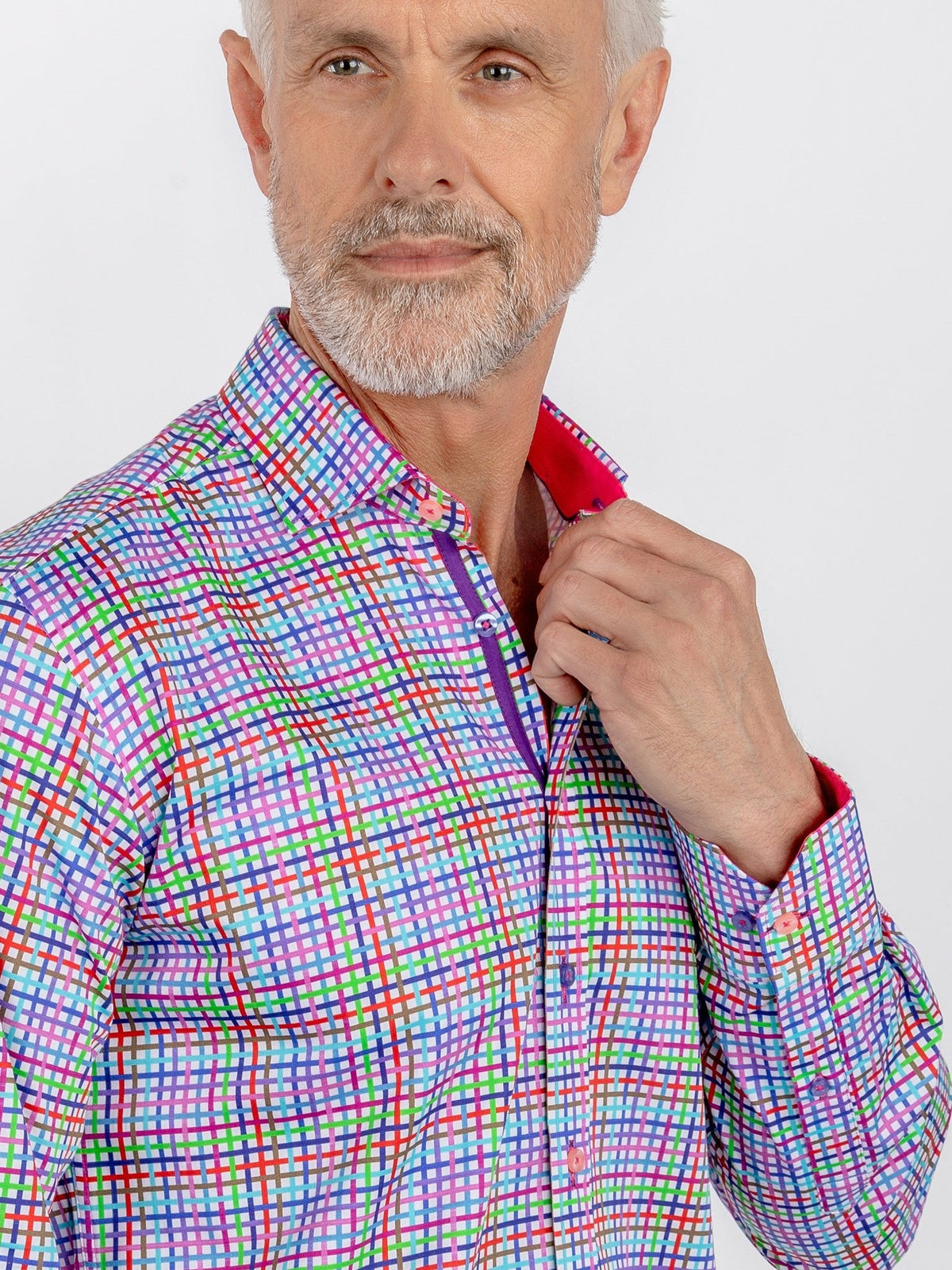 Gingham Check Shirt with Pink Insert - online only