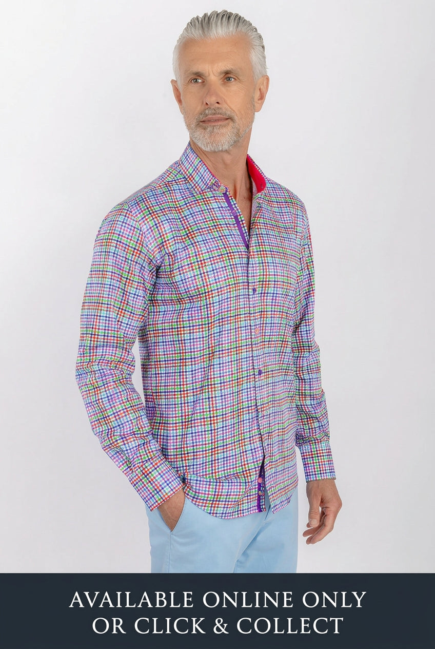Gingham Check Shirt with Pink Insert - online only