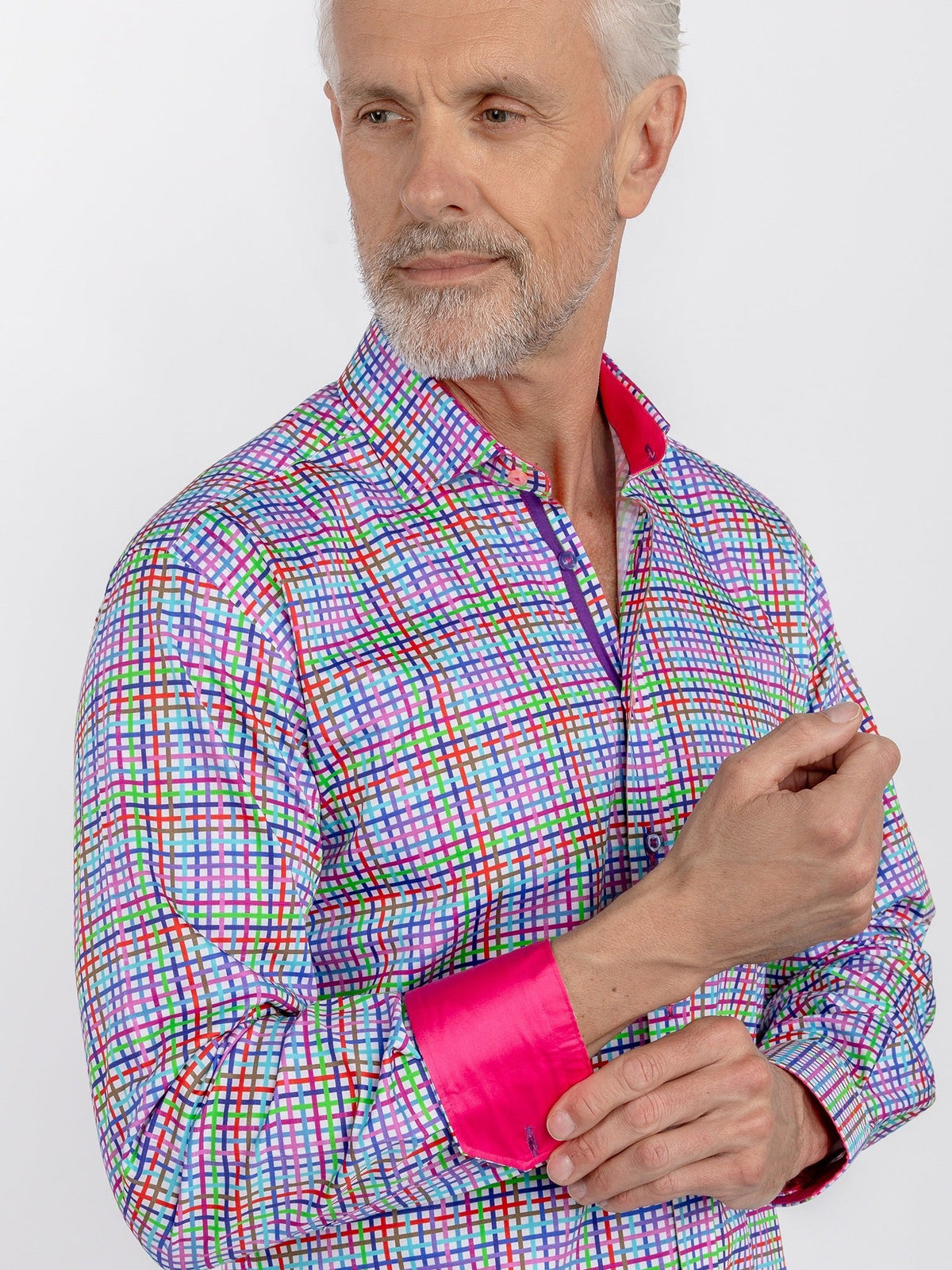 Gingham Check Shirt with Pink Insert - online only
