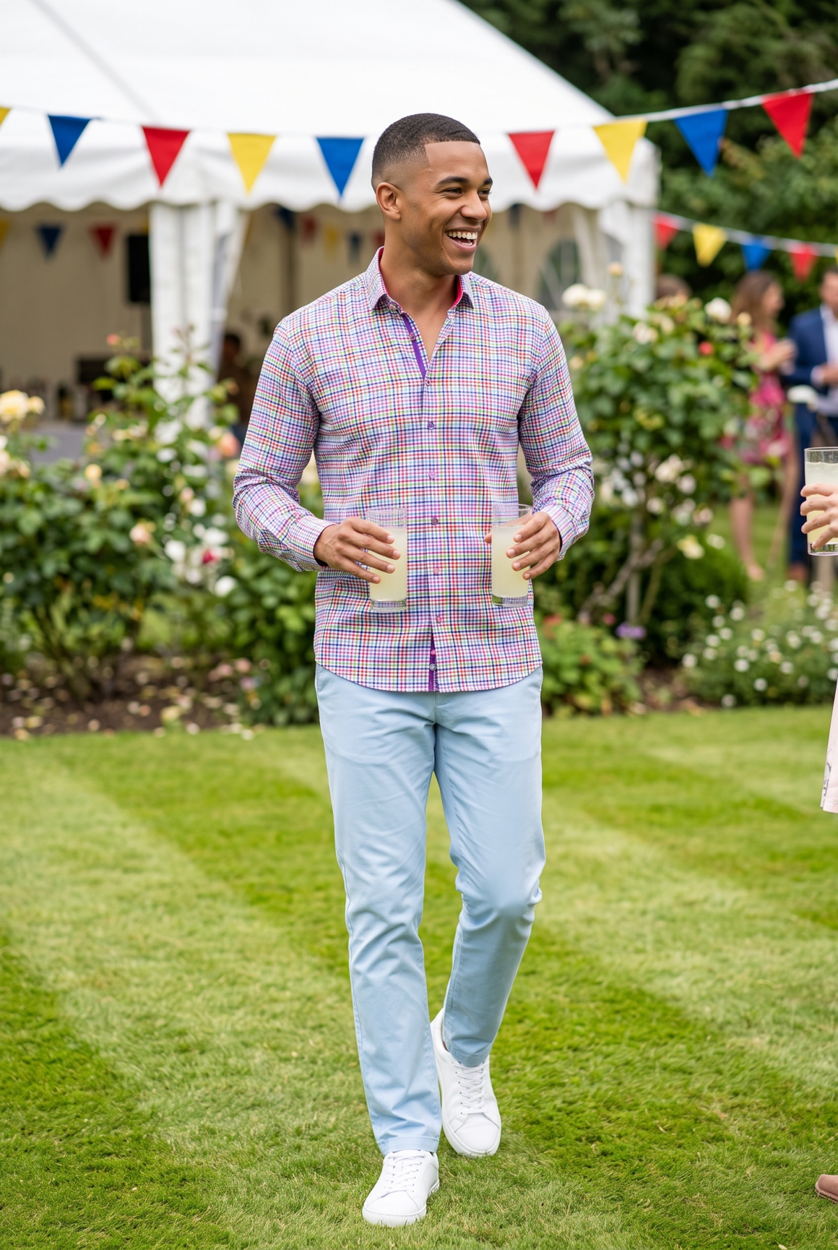 Gingham Check Shirt with Pink Insert - online only