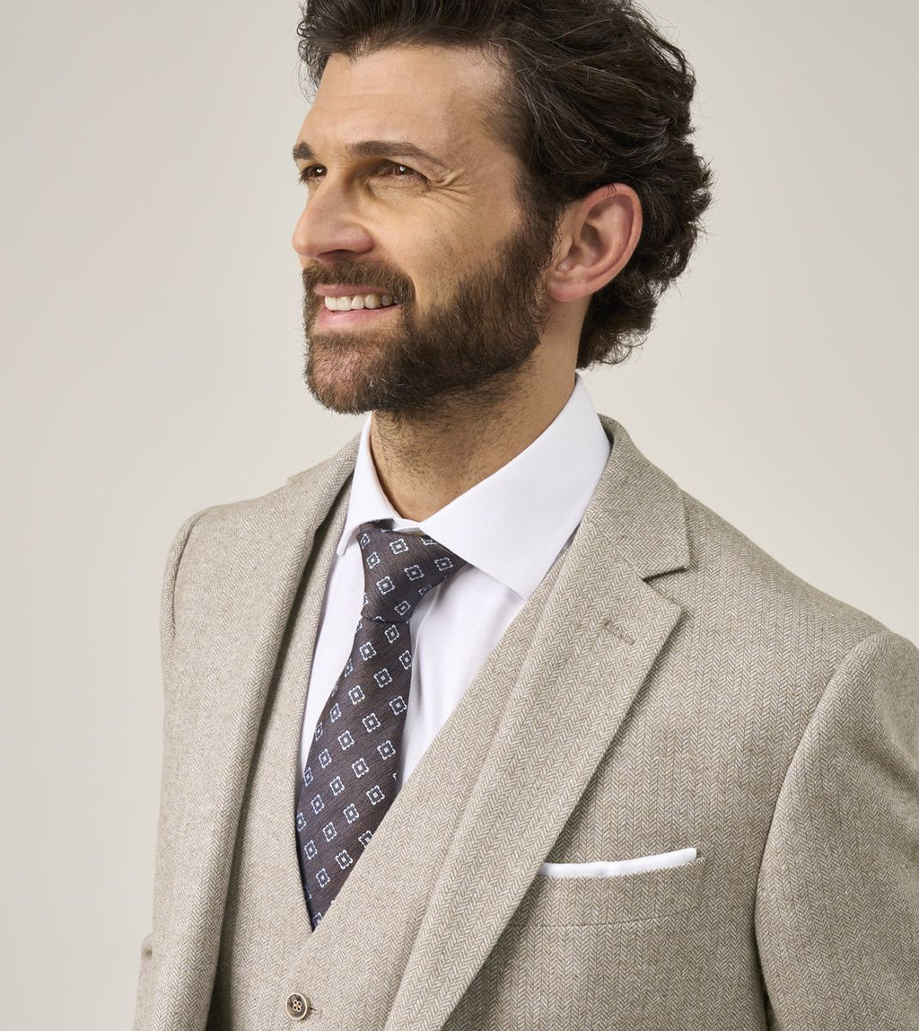 Skopes Jude Three Piece Suit Tailored Fit - Stone