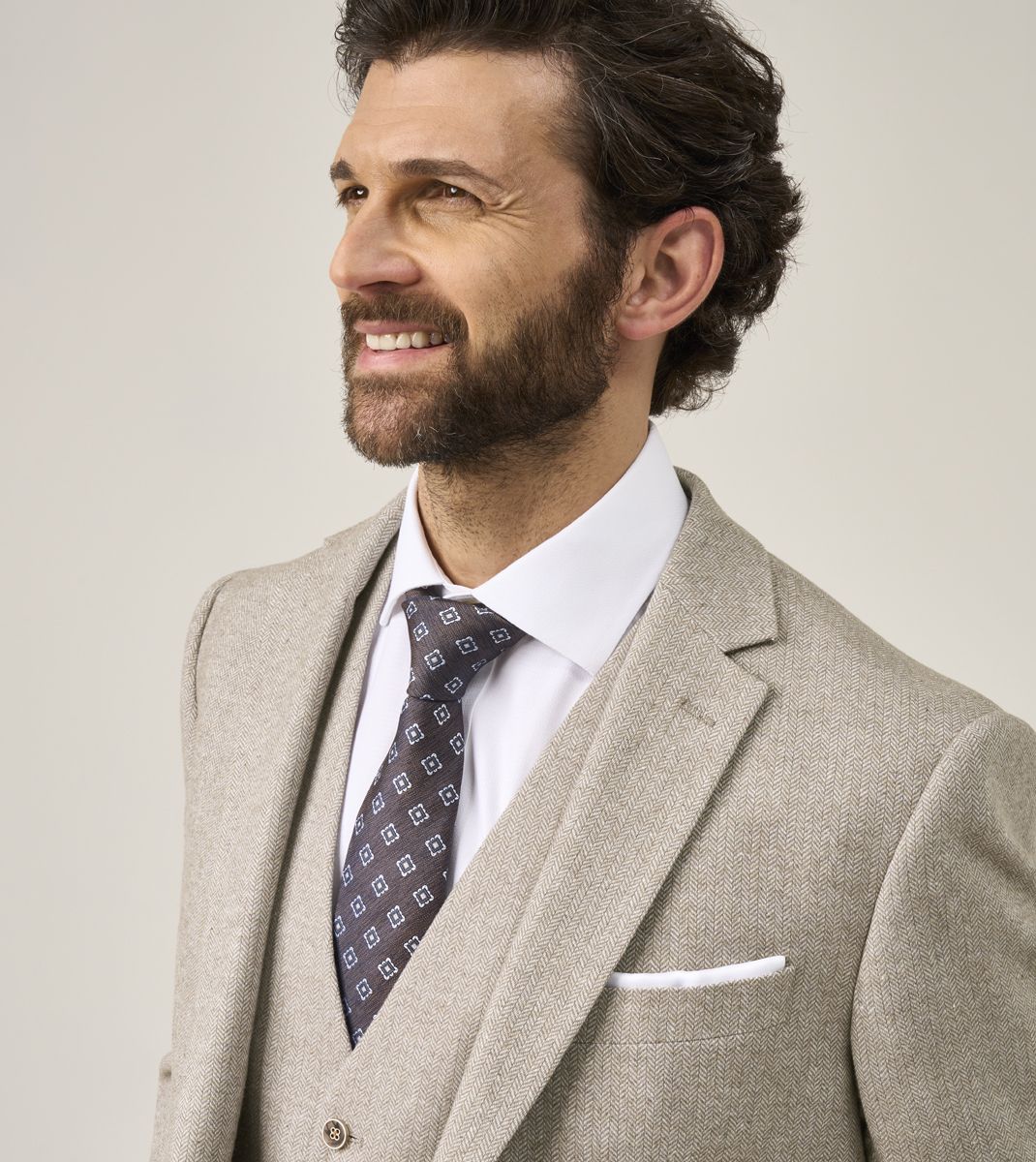 Skopes Jude Three Piece Suit Tailored Fit - Stone