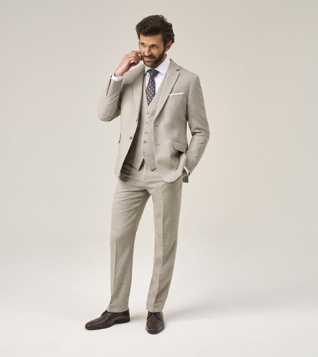 Skopes Jude Three Piece Suit Tailored Fit - Stone