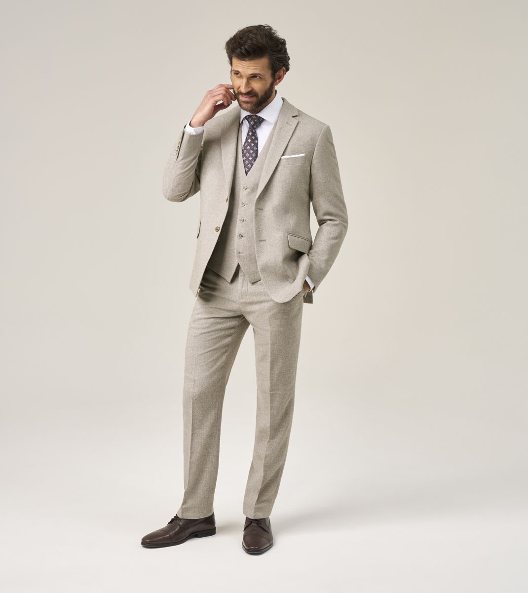 Skopes Jude Three Piece Suit Tailored Fit - Stone