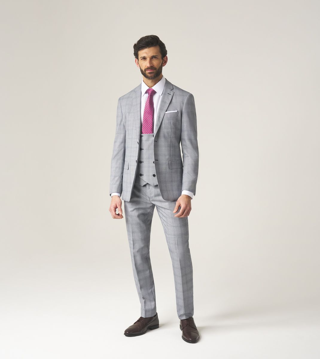 Skopes Anello Three Piece Suit With Double Breasted Waistcoat - Grey
